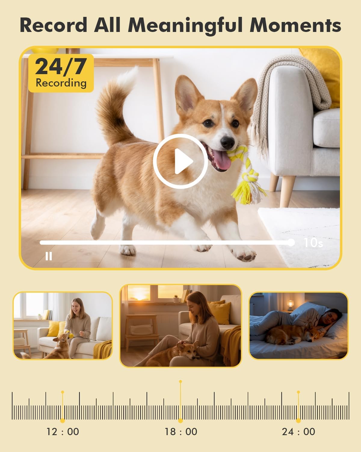 Dzees 2K Indoor Security Cameras, 360° WiFi Pet Camera, 2-Pack