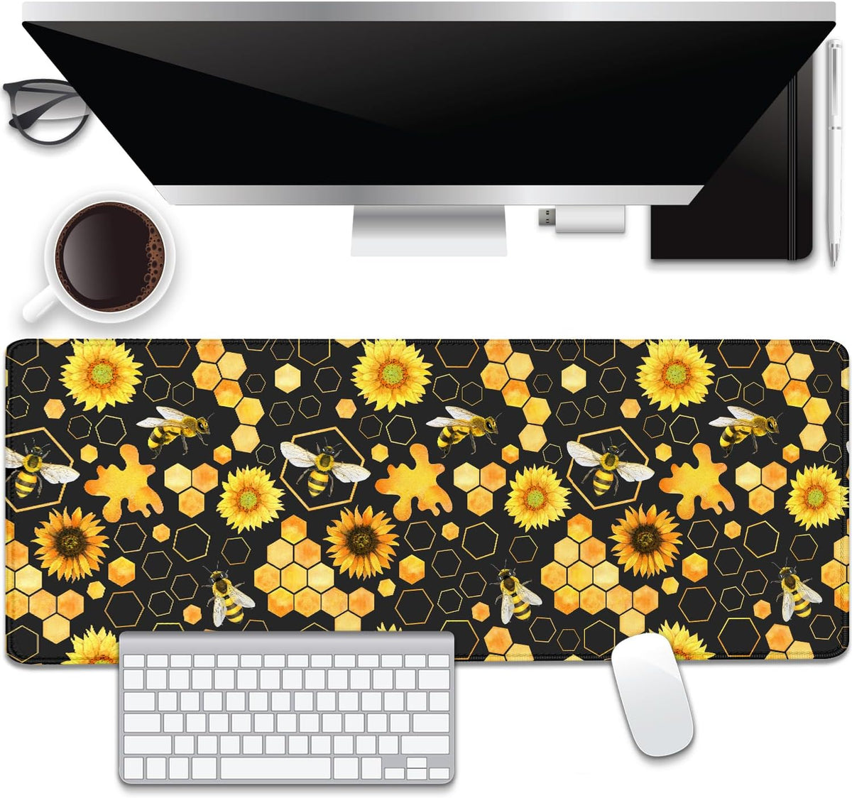Colorful Abstract Art Desk Pad Mouse Pad,Large XL Mouse Mat with Stitched Edges,Non-Slip Rubber Base Mousepad for Office PC Keyboard Laptop and Home Work Desk Mat(31.5X11.8 in)