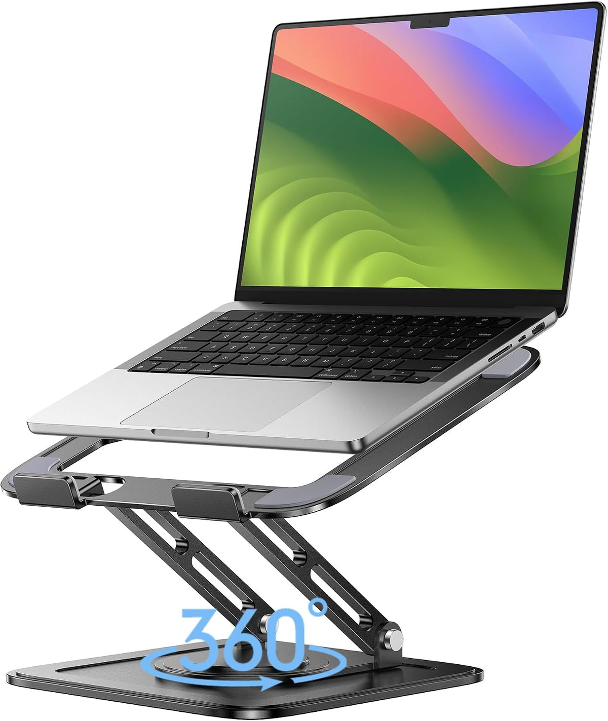 LOXP Adjustable Laptop Stand, Computer Stand with 360 Rotating Base, Ergonomic Laptop Riser Mount for Desk Foldable Protable Computer Desk Fits with MacBook Pro Air (10-16") - Gold