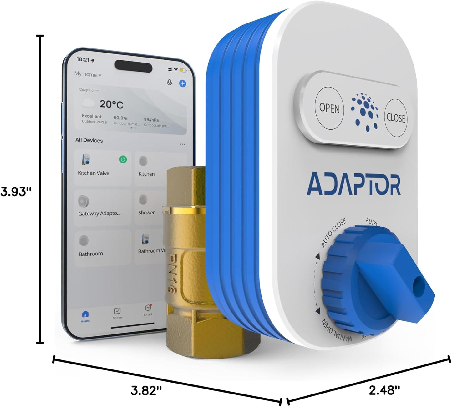 Zigbee Smart Water Shut Off Valve 3/4 Inch Leak Defense (Hub Req) | Automatic pipeline shutoff actuator, smart home flood security system, 17 seconds emergency trigger, solid brass housing