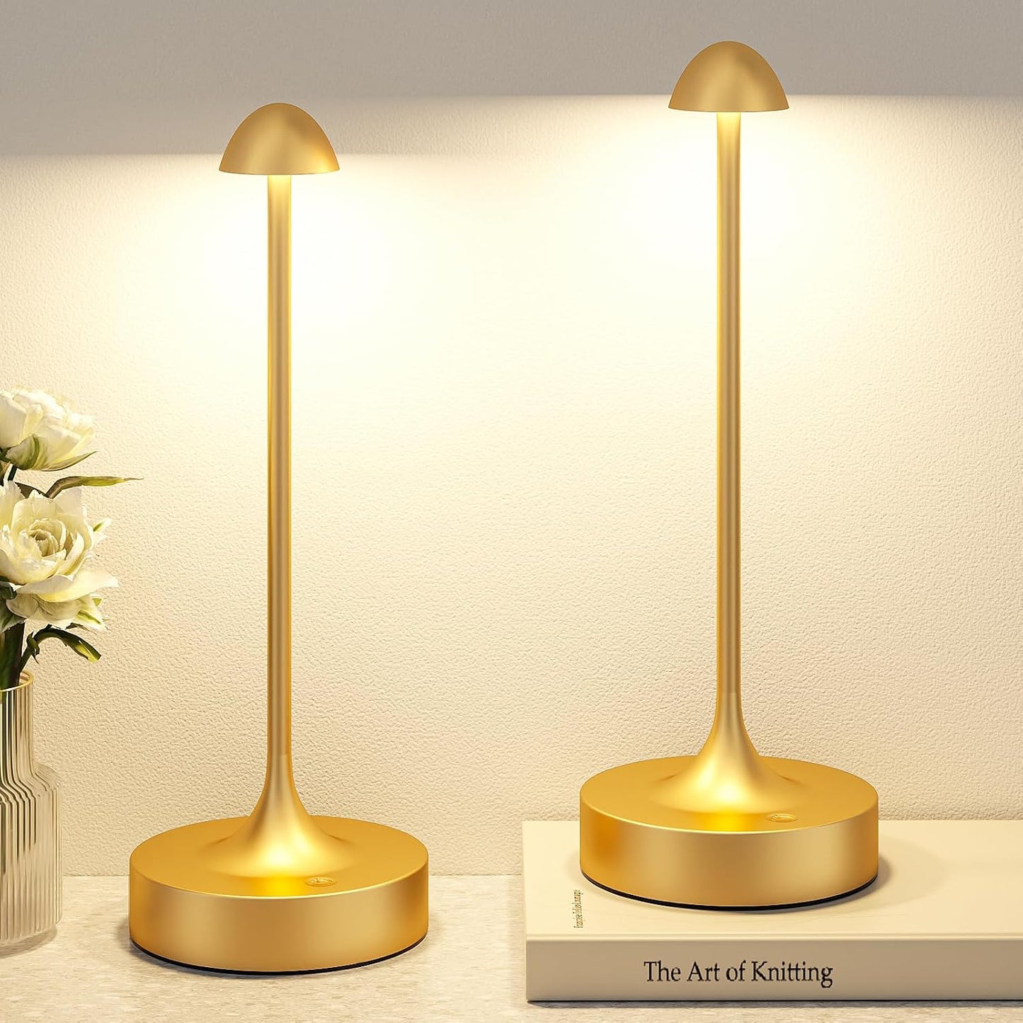 Cordless Rechargeable Table Lamp, Battery Operated Desk Lamp, Black, 2 Pack | Wireless Night Light, 3 Color Modes, Stepless Dimming, Portable LED Lighting for Dining Room, Restaurant, Bedside, Kitchen