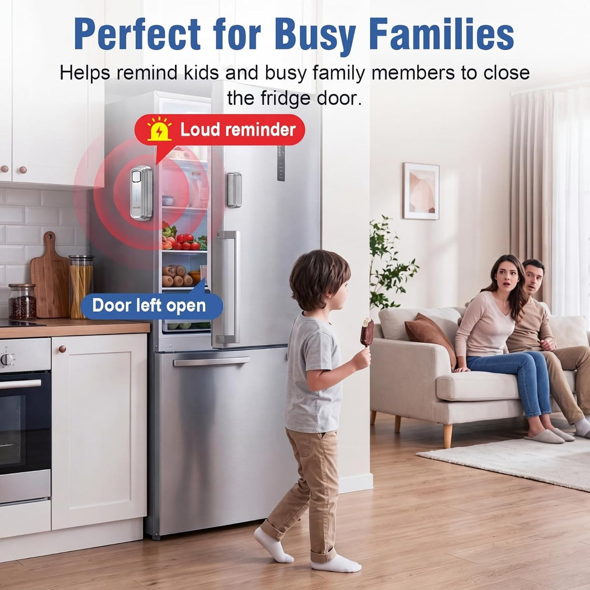 DAYTECH Freezer Door Alarm When Left Open with 0-4Mins Delay, Silver 2PCS