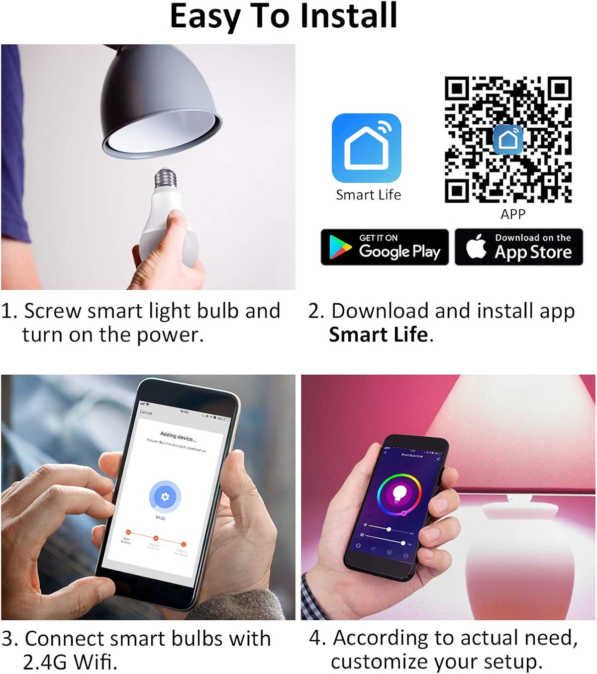 Smart Alexa Light Bulb,16W 150W Equivalent 1600 Lumens Ultra Bright E26 A19 Led Full Color Changing WiFi Light Bulb,Smart Bulb Work with Alexa,Google(No Hub Required),High Lumen Smart Light Bulbs