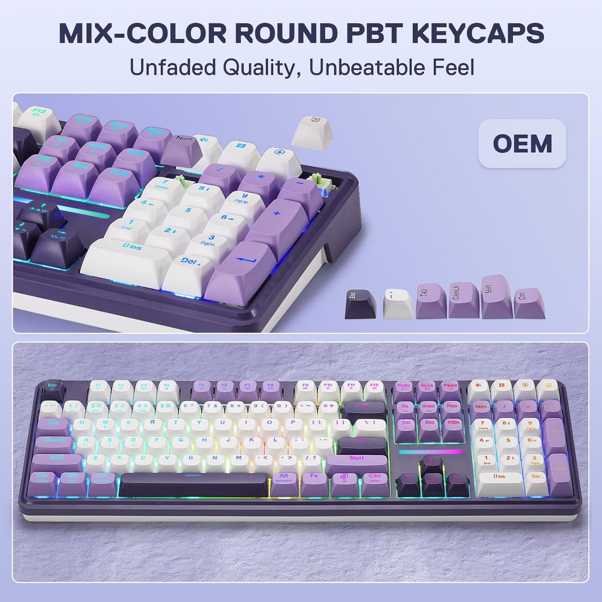 Redragon K745 PRO Wireless 108-Key Gasket RGB Gaming Keyboard, 4 Hotkeys | Extra Shortcut Keys, 0-Delay Tri-Mode, Cushioned Noise Dampening for Creamy Thocky Sound, Unfaded PBT Keycaps, PRO Software