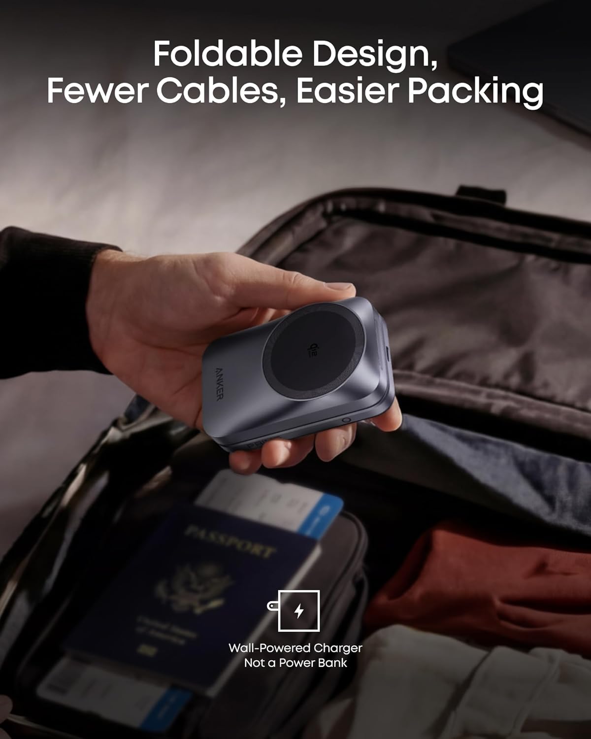 Anker Prime 25W Qi2.2-Certified Palm-Sized 3-in-1 Foldable MagSafe Charger | Travel-Ready Charging Station, AirCool Wireless Charger for iPhone 17, Apple Watch, AirPods (Adapter Included, Non-Battery)