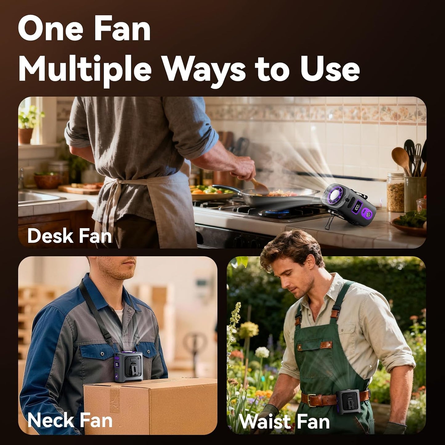 MUXNW Clip-On Waist Fan with Ice Cooling Plate, 14000RPM, 8000mAh | 5 Speeds, 8-42H Runtime, Belt Clip, Under-Shirt Airflow, Semiconductor Contact Cooling for Outdoor Work