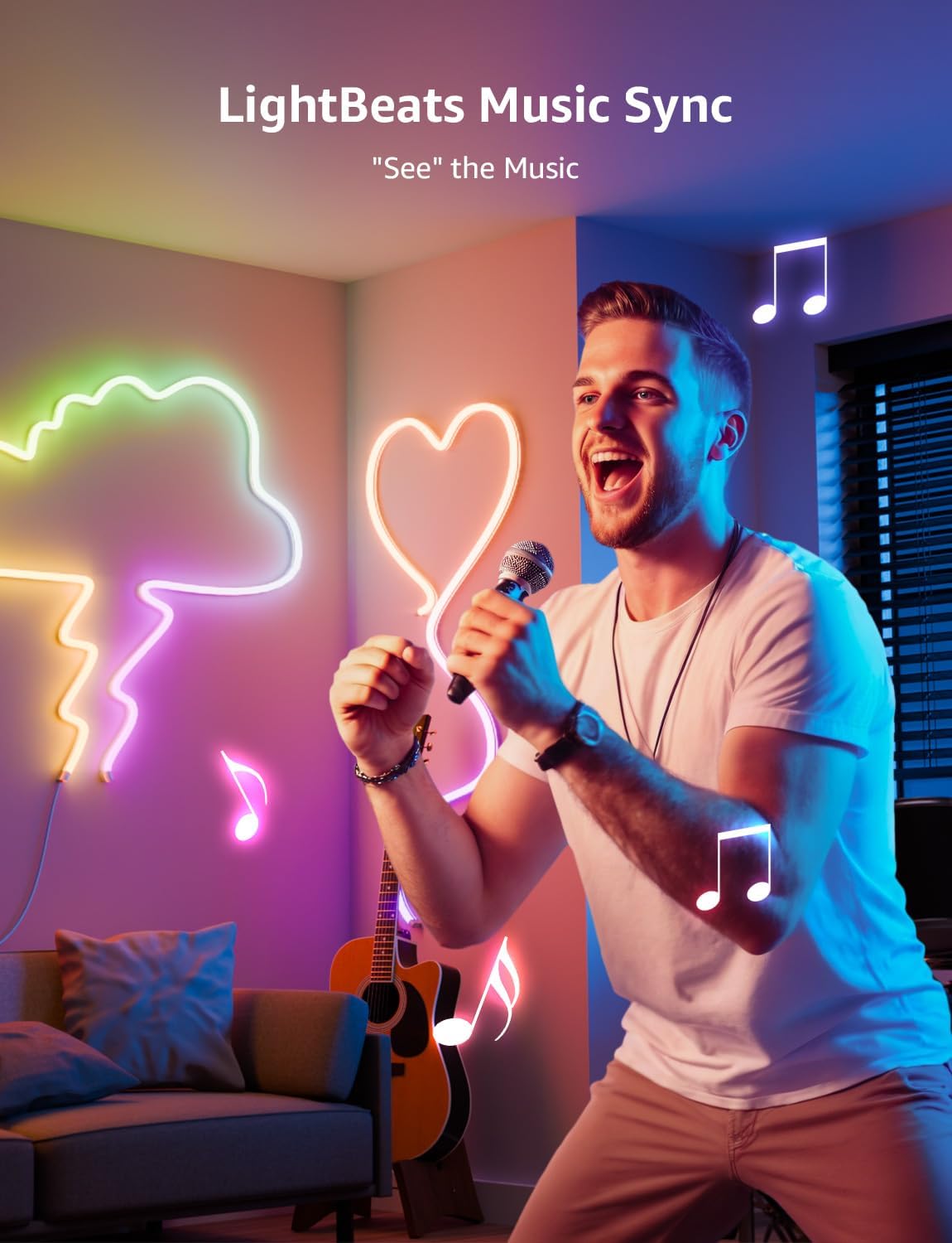 Lepro N1 AI Smart RGB Rope Light with IC, 32.8ft 2.4G Wi-Fi & Bluetooth
