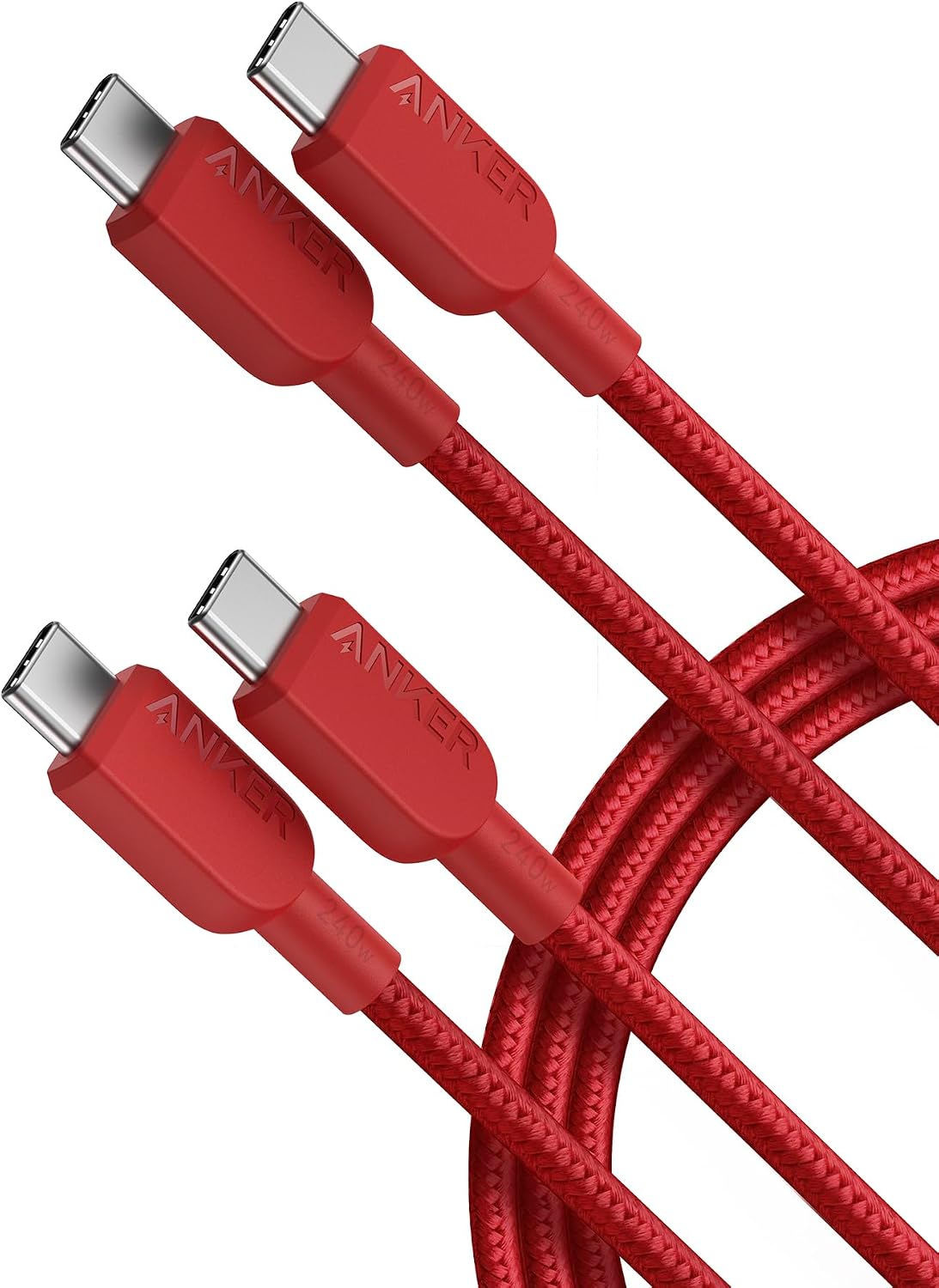 Anker USB C to USB C Cable, 240W Fast Charging Cord (2-Pack, 10 ft, Black) | For iPhone 17 / 16 Series, MacBook Pro 2020, iPad Air 4, and More