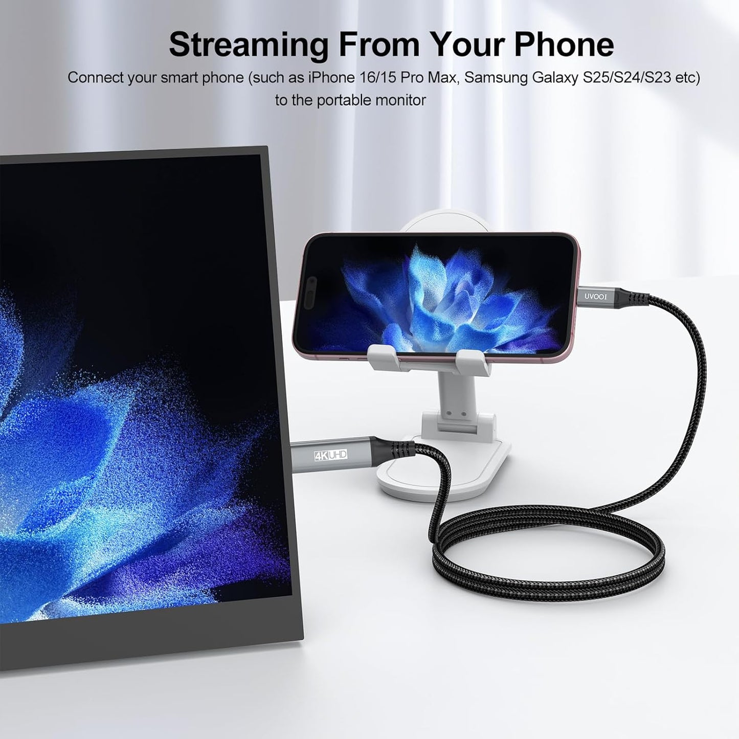 USB C to Mini HDMI Cable 6FT, High Speed USB Type-C to Mini HDMI 2.0 Cord (4K@60Hz,2K,1080P,HDR,3D,ARC) for MacBook, iPhone 17 16/Pro, Galaxy 26/25, iPad Pro, Laptop to Portable Monitor