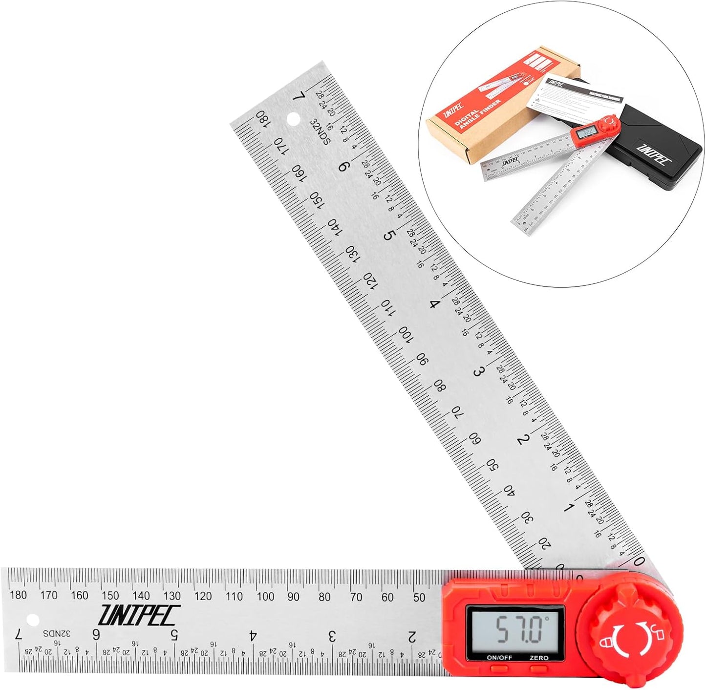 Digital Angle Finder Protractor, Angle Finder Ruler,Stainless steel 7inch 200mm, Angle Measuring Tool for Woodworking,Carpenter,Construction,DIY Measurement (Stainless Steel)