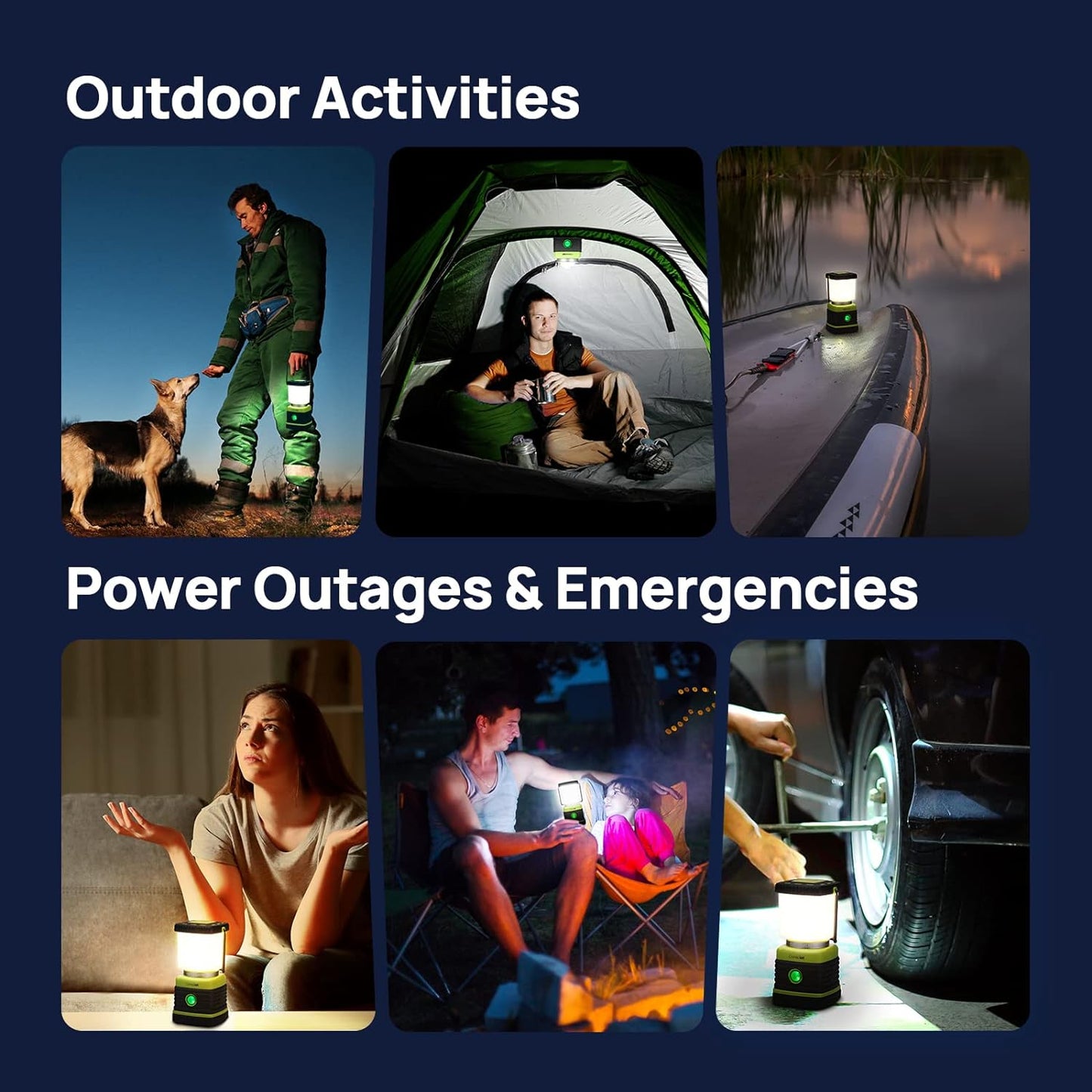 Consciot 1000LM LED Camping Lantern Rechargeable, 4 Light Modes, Dimmable | 4400mAh Portable Battery Pack, IPX4 Waterproof Tent Lights, Flashlight for Emergency, Power Outages, USB C Cable Included