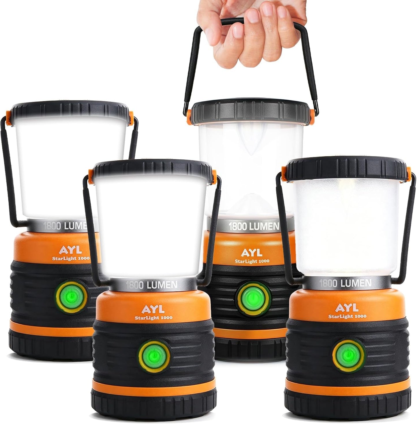 LED Camping Lantern, Battery Powered LED 1800LM, 4 Camping Lights Modes, Perfect Lantern Flashlight for Hurricane, Emergency Light, Storm, Power Outages, Survival Kits, Hiking, Fishing, Home and More