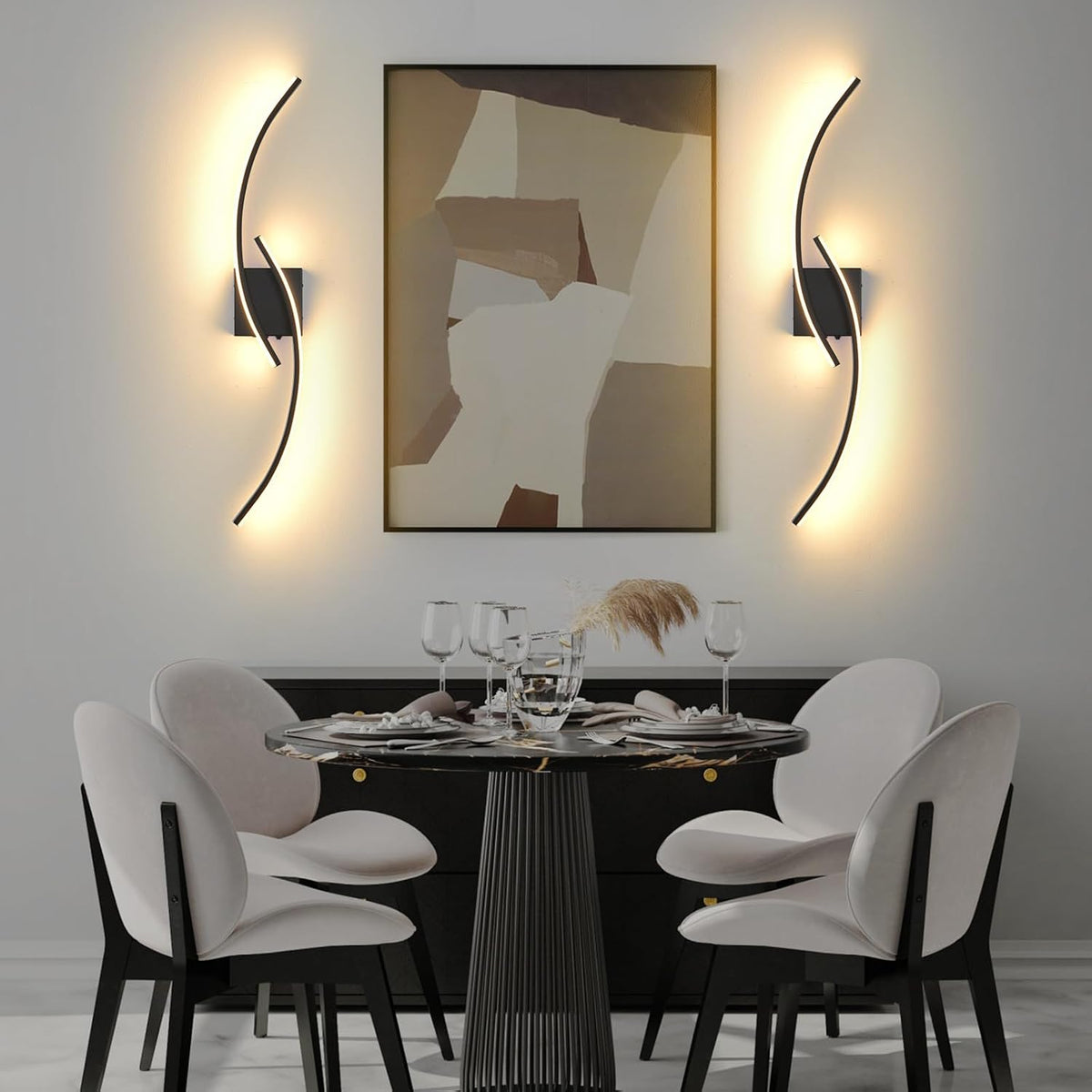 Dimmable Battery Wall Sconces Set of 2, 3000K-6000K LED Battery Operated Wall Sconce with Remote Control,31.4" Black USB Rechargeable Wireless Wall Lights for Living Room, Bedroom