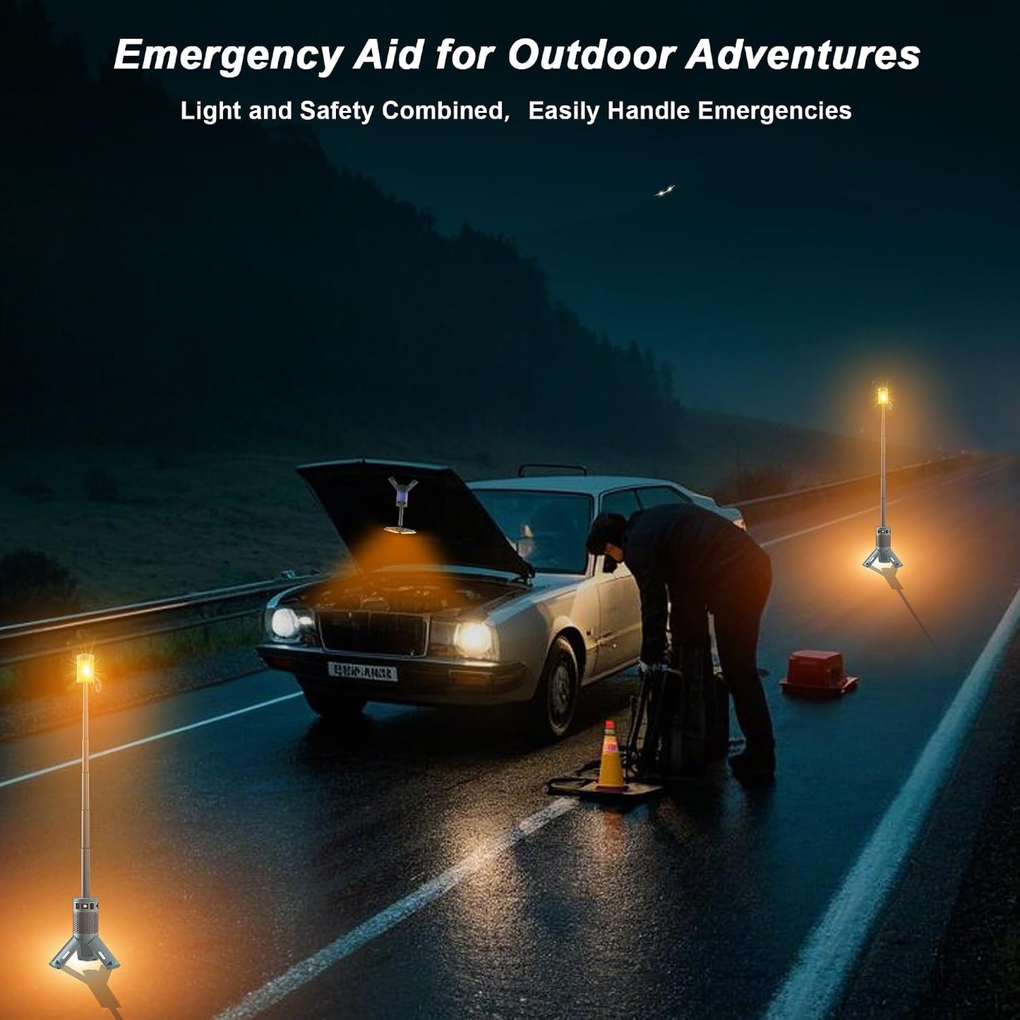 Camping Lights, Rechargeable Telescopic Camping Lights with Stand,12000mAh Camping Lanterns & Lights with RGB, Magnetic Base, Portable Flashlights for Camping, Hiking, Emergency