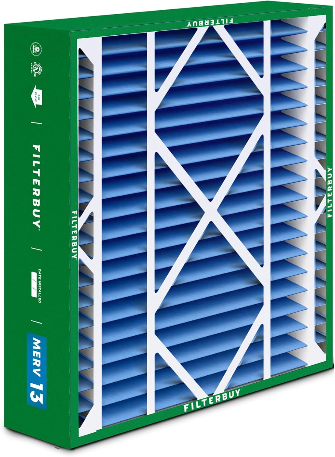 Filterbuy 24x25x5 Air Filter MERV 13 Smoke & Allergy Defense (2-Pack)