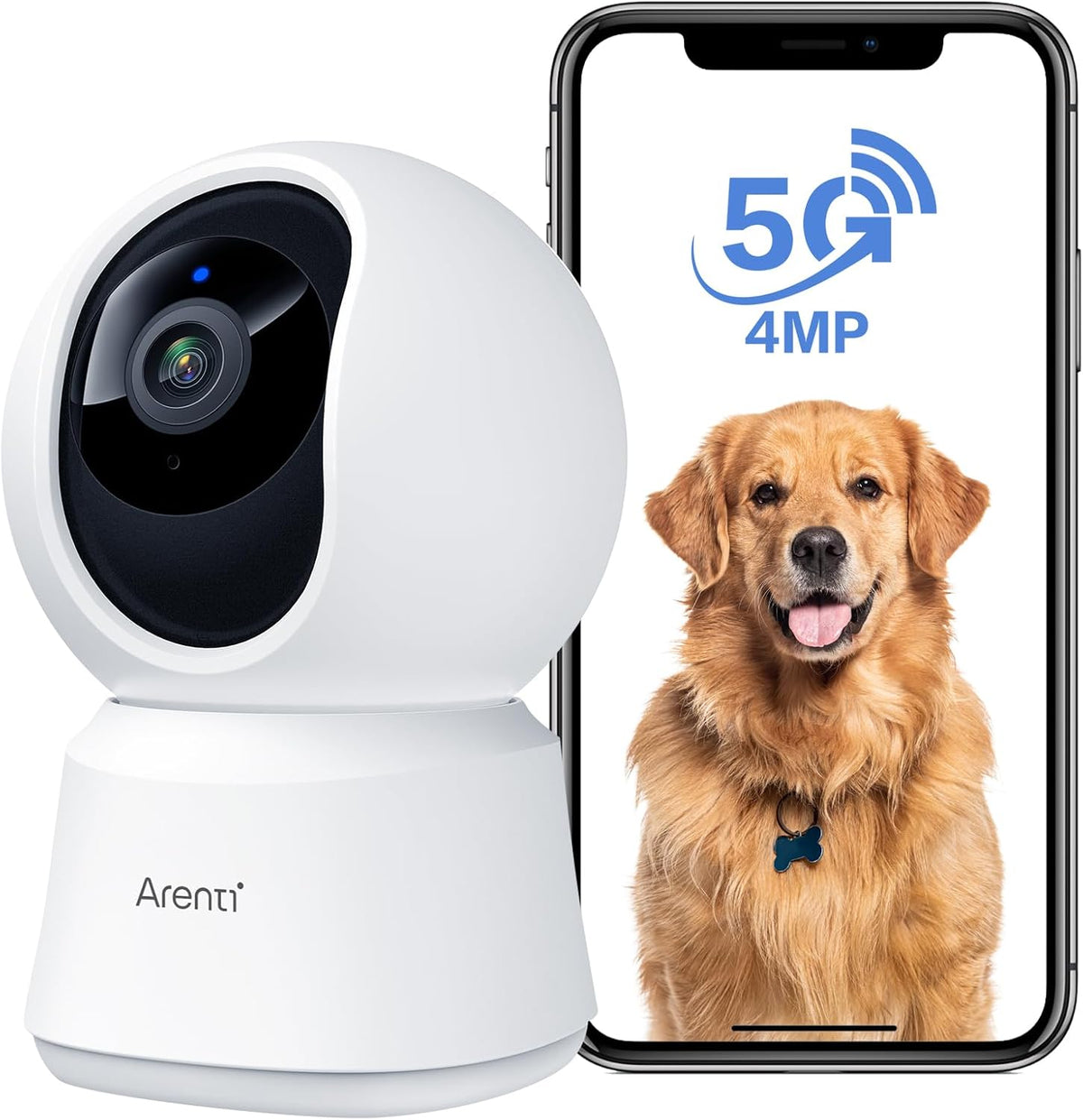 ARENTI 360° View 4MP 5G WiFi 6 Pet Camera P2F 2PC with 64G Local Storage