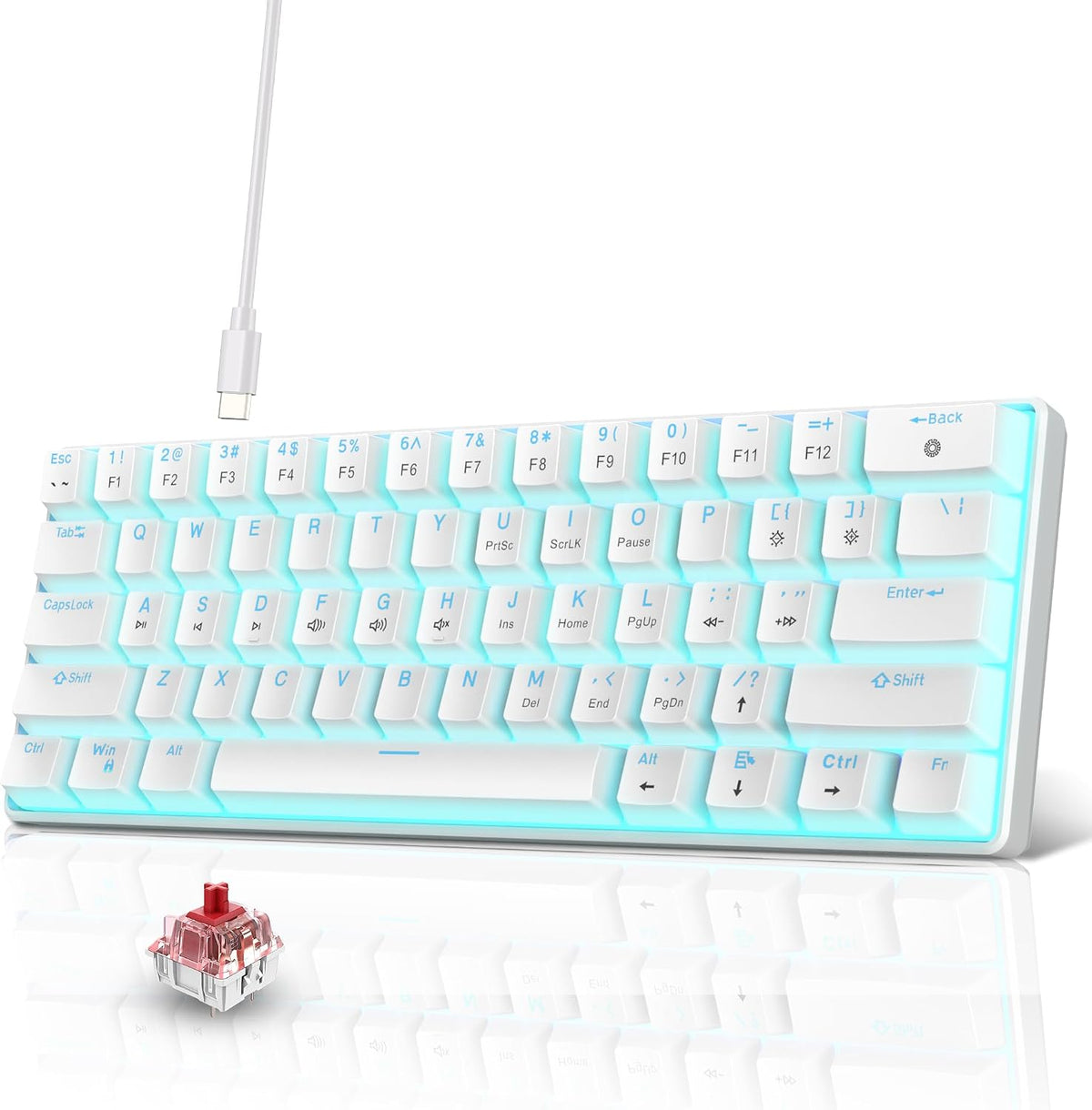 Snpurdiri 60% Mechanical Gaming Keyboard (Black-White, Brown Switches)