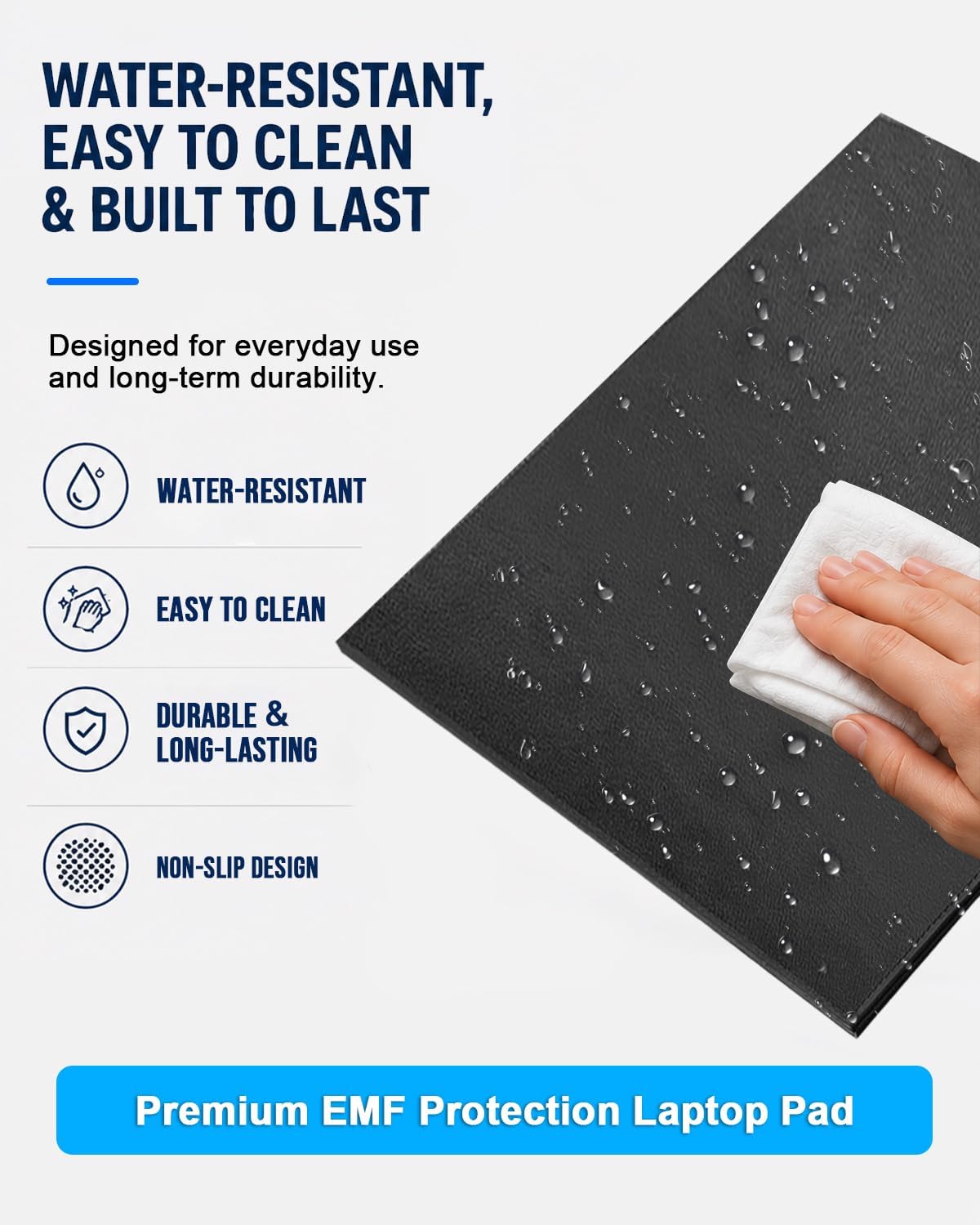 NEWBEAU EMF Protection Laptop Pad, 4-Layer Radiation Shielding Heat Blocker for Laptop, Tablet & Notebook, 12"x16" Portable Protection from EMF & Radiation