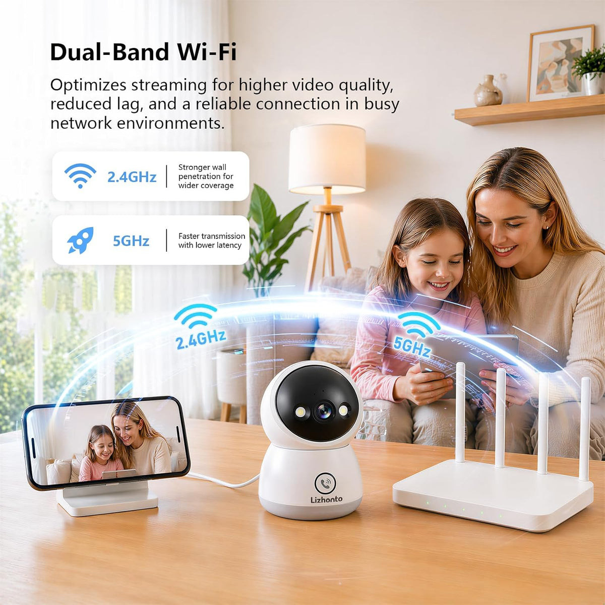 3MP WiFi Indoor Pet Security Camera,Room Camera for Home Security