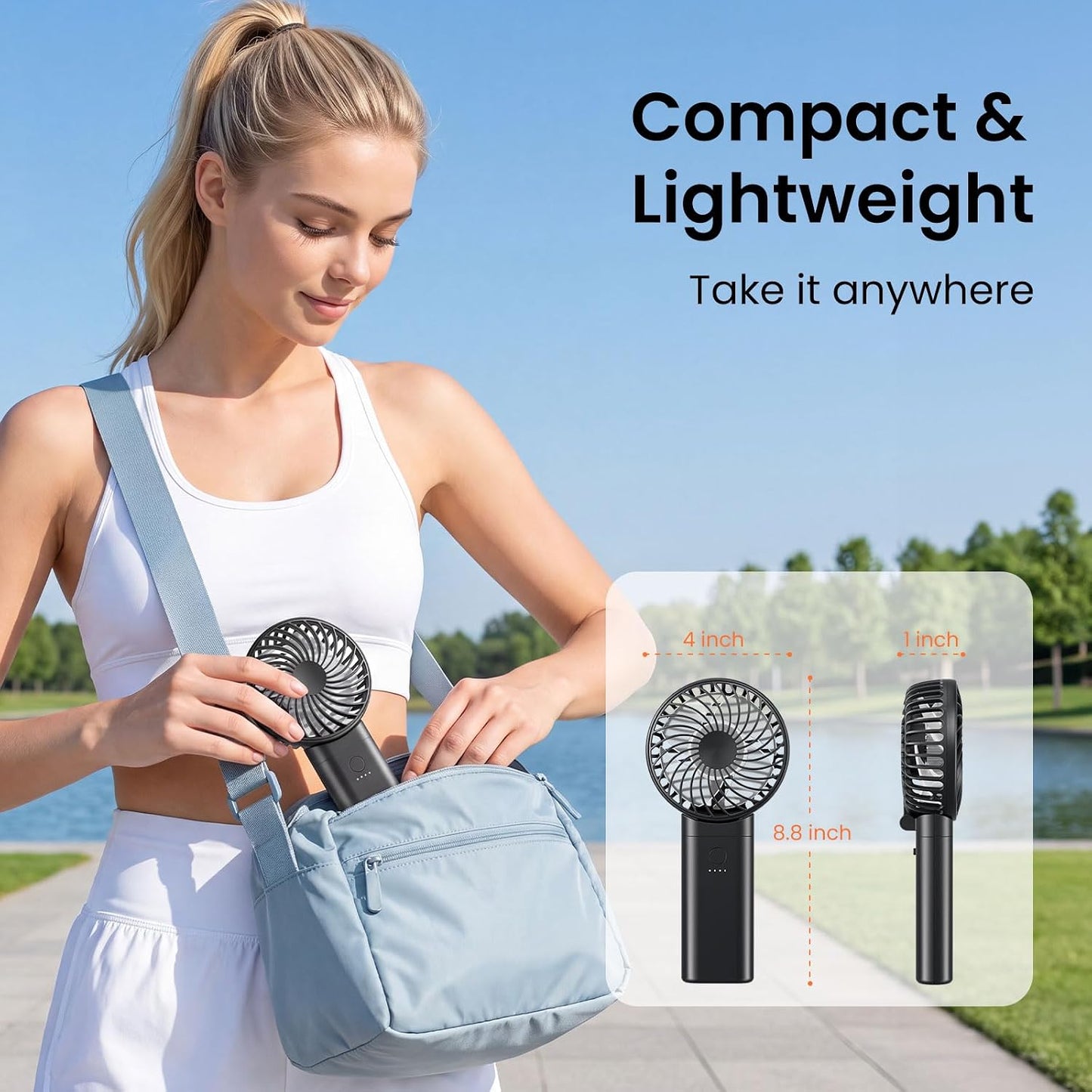 HandFan 2026 ππ©π π«ππππ Handheld Fan, Hands Free Necklace Fan with lanyard, 8000π¦ππ‘, 38 Hours Cooling Runtime,180Β° Foldable (Black)