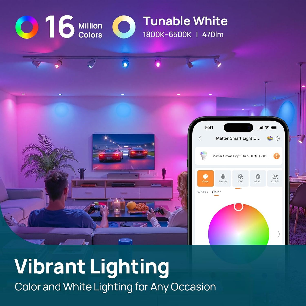 Linkind Matter GU10 Smart Light Bulbs, MR16 GU10 LED Bulbs, 4Pack