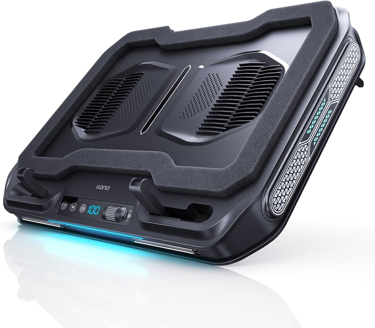 llano V11 Pro Laptop Cooling Pad, Gaming Laptop Cooler RGB Laptop Fan | Laptop Cooling Stand with 4.7 Inch Turbofan, for 14-17.3in Laptop, Adjustable Speed, Dustproof, 3-Port USB Hub, Black