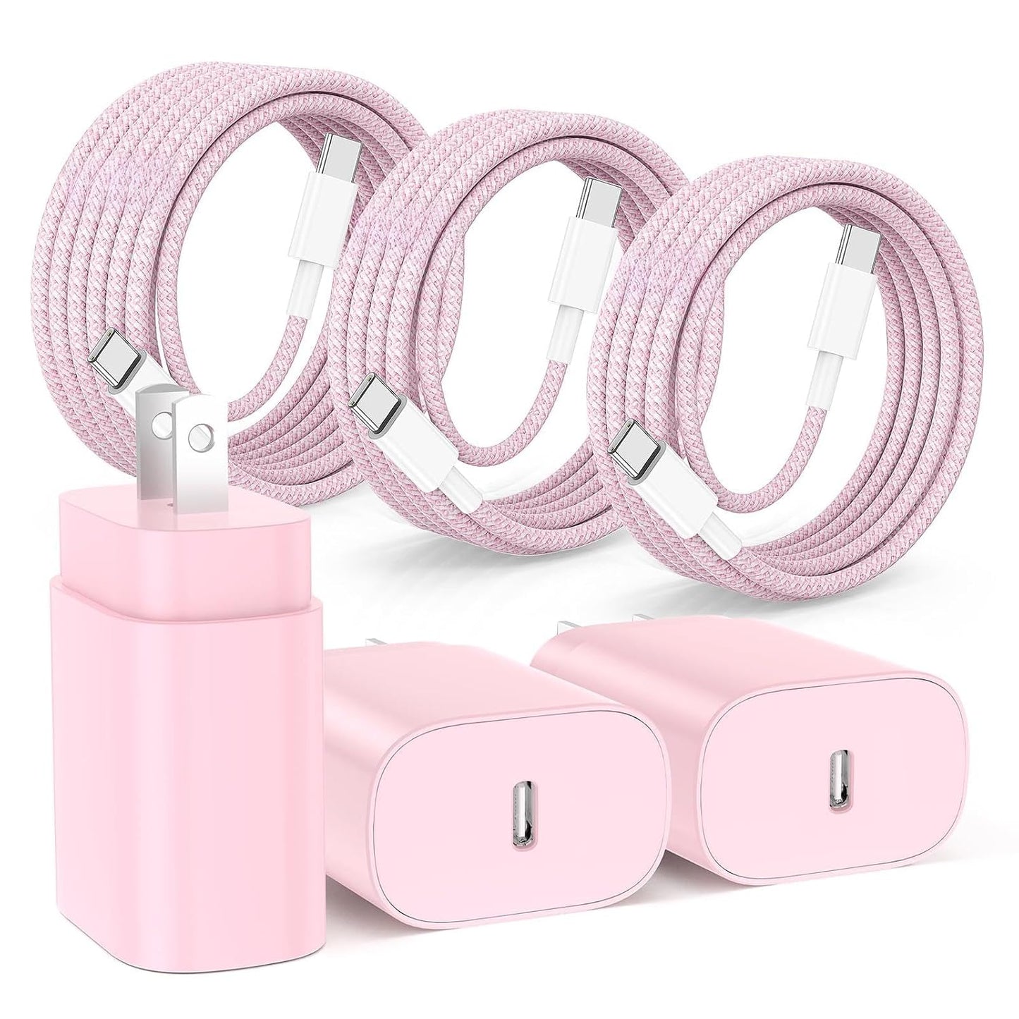 Hzevn 25W USB C Super Fast Charging Charger for Samsung Galaxy Phone, 3Pack Quick Charger Block with Braided Long USB C to C Cables (6/6/10ft) for Samsung Galaxy S25/S24/Plus/Ultra, Android/iPhone 17
