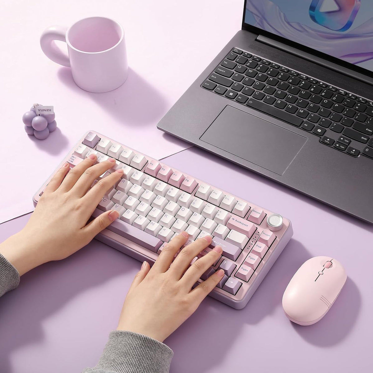 YUNZII B75 PRO 75% Wireless Mechanical Keyboard (Purple, Milk Switch)