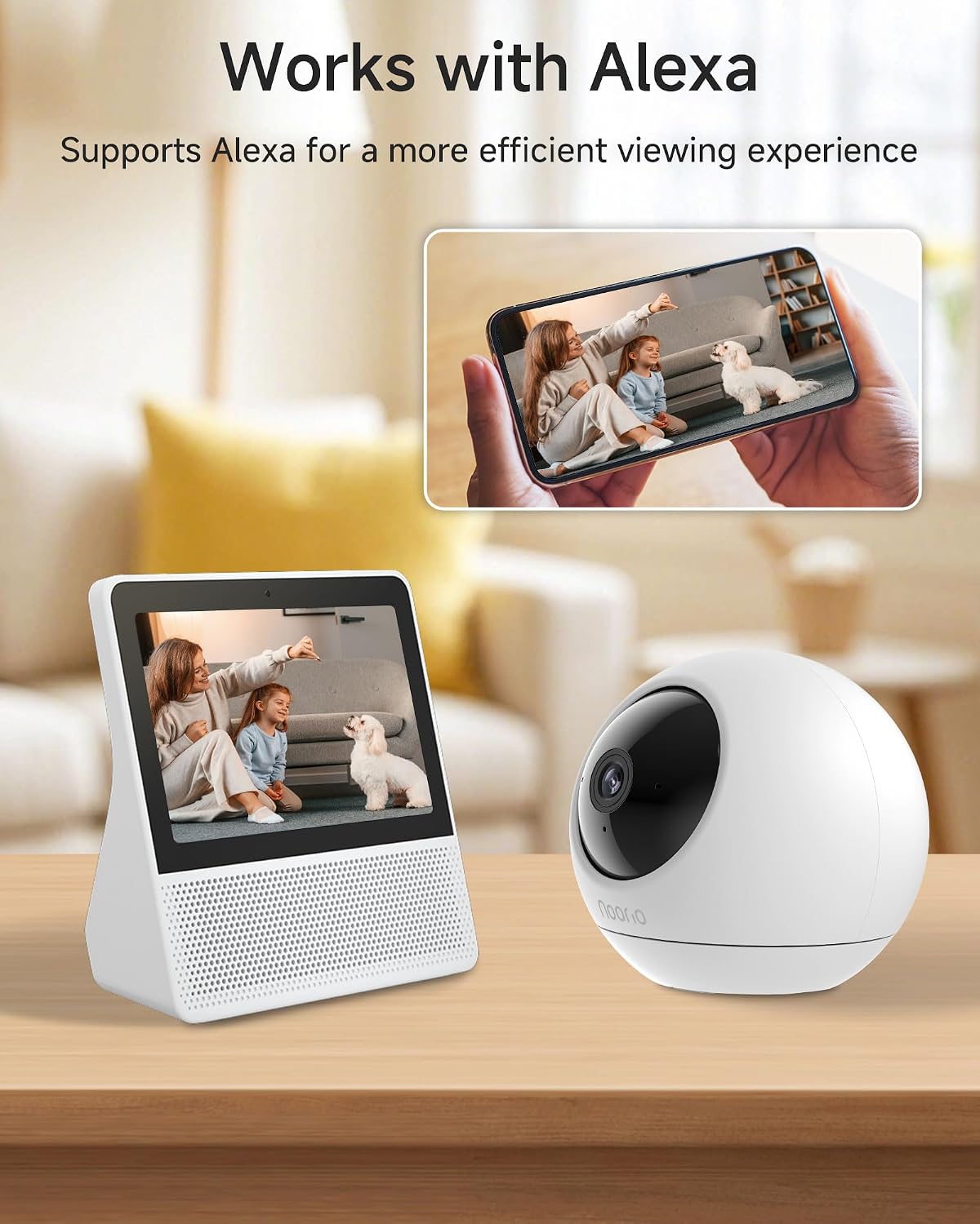 Noorio 2K Indoor Security Camera, Baby & Pet Monitor with 5/2.4 GHz WiFi