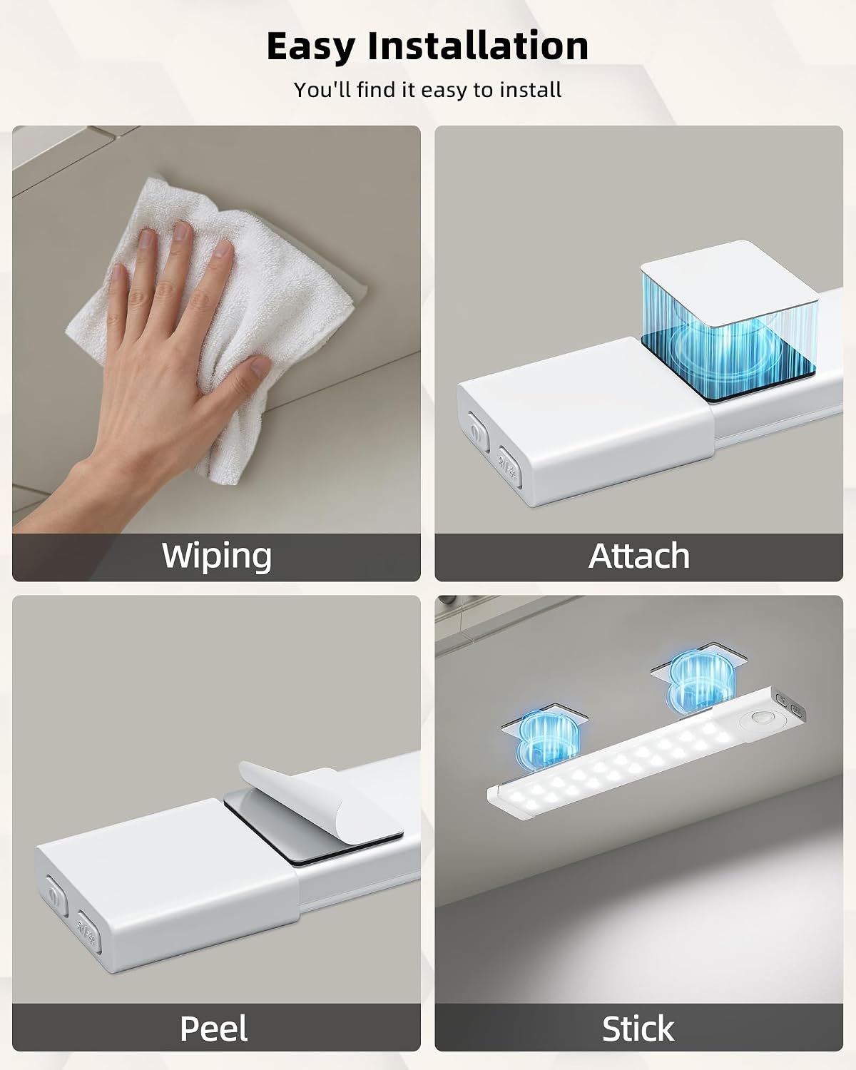 EZVALO 6-Pack Motion Sensor Under Cabinet Lighting with Charging Station