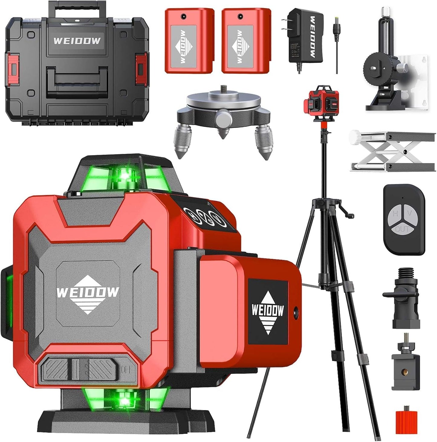 WEIDDW Laser Level 360° Green Cross Line Self Leveling Laser Measuring Tool