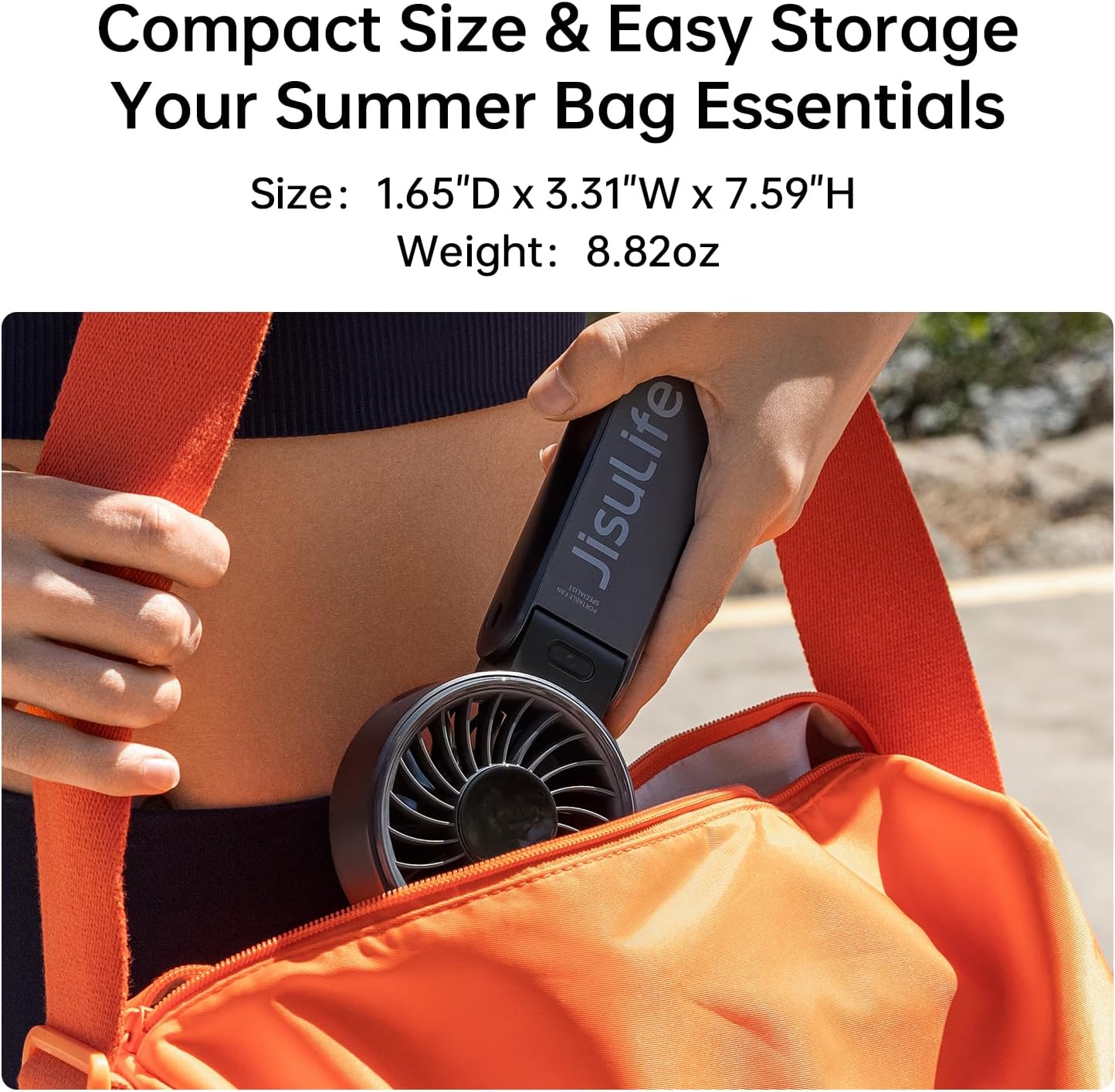 JISULIFE Portable Handheld Fan Life7: 3-in-1 Hand, Desk & Neck Fan-Black | 19.5H Max Cooling, 5-Speed, LED Display, 5000mAh Rechargeable,USB Foldable Fan for Travel/Concerts/Cruise/Sports Events/Gifts