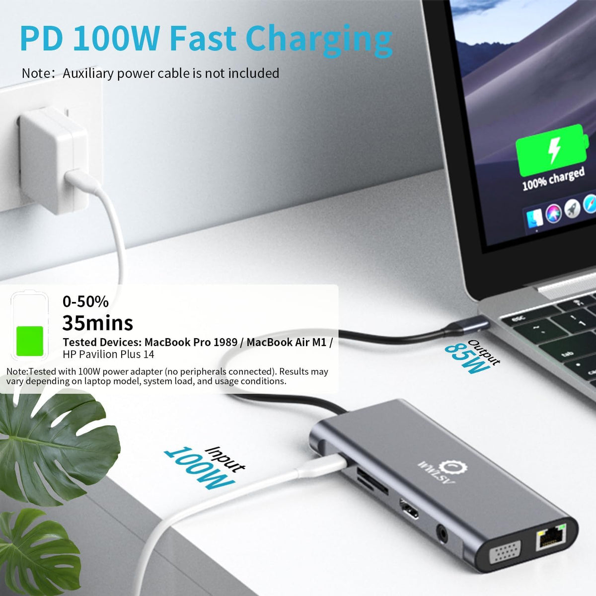 12-in-1 USB C Hub Laptop Docking Station, Dual Monitor Display HDMI 4K@60Hz (Single Display), VGA 1080p (Shared Bandwidth), 100W PD, Ethernet, USB 3.0, SD, Audio, for MacBook, Dell, HP, Lenovo