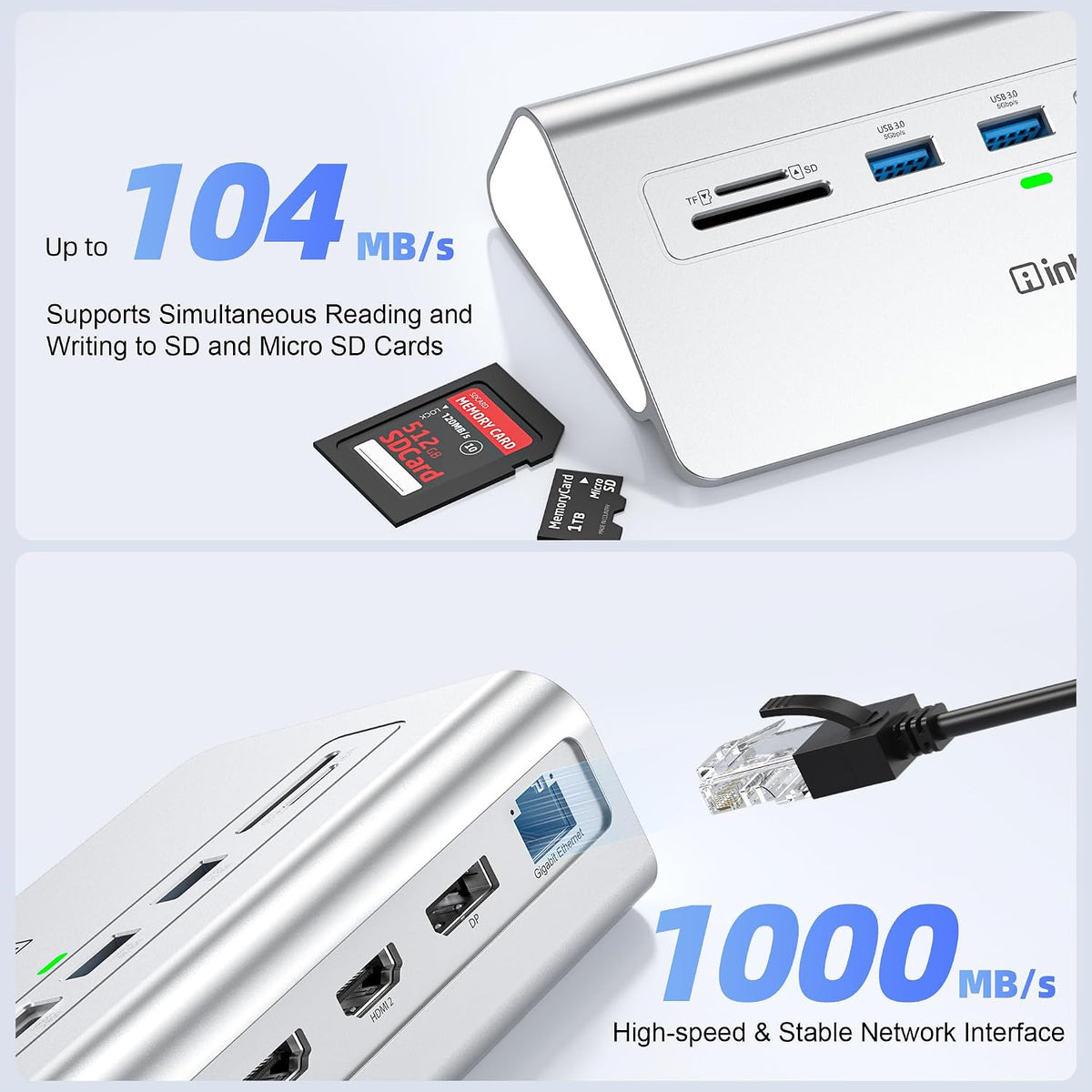 intpw Docking Station 3 Monitors, 13 in 1 USB C Docking Station