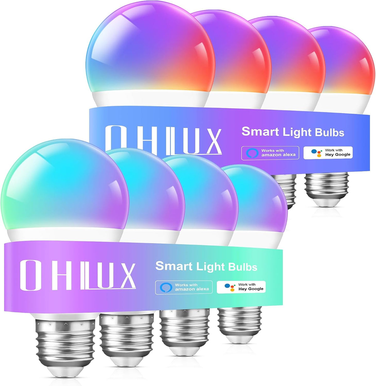OHLUX 6 Pack E12 Smart Candelabra LED Light Bulbs, Color Changing Compatible with Google Alexa and Smart Life, 5W 40W Equivalent WiFi Candle Bulbs with Remote Control, Timer