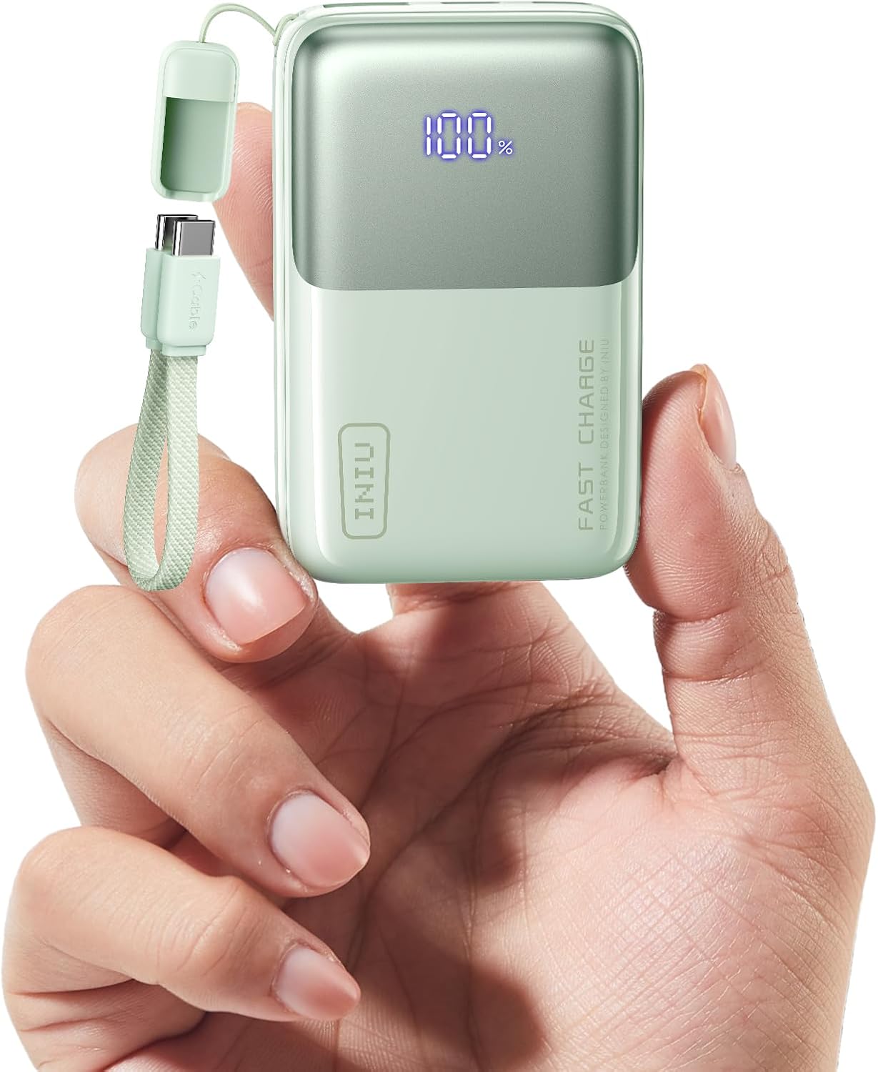 INIU Portable Charger, Ultra Mini 10000mAh 45W Fast Charging Power Bank | Flight-Safe, USB-C Cable, Travel Essential, 45W Battery Phone Pack for iPhone 17 16 Samsung S26 Google iPad etc, Light Blue