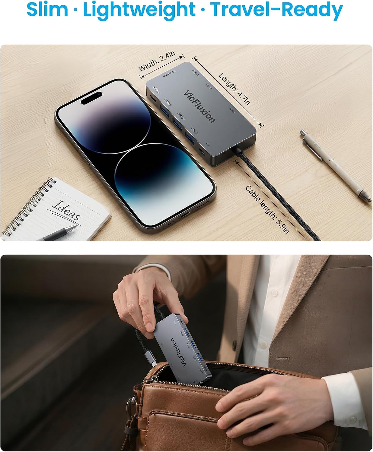 USB C Docking Station Dual Monitor for Laptop, 9-in-1 USB Hub with 2 HDMI | 4K@60Hz, Gigabit Ethernet, 3*USB 3.0, 1*USB C, PD 100W, 3.5mm Audio, USB C Dock for Laptop/Computer/Tablets/Windows