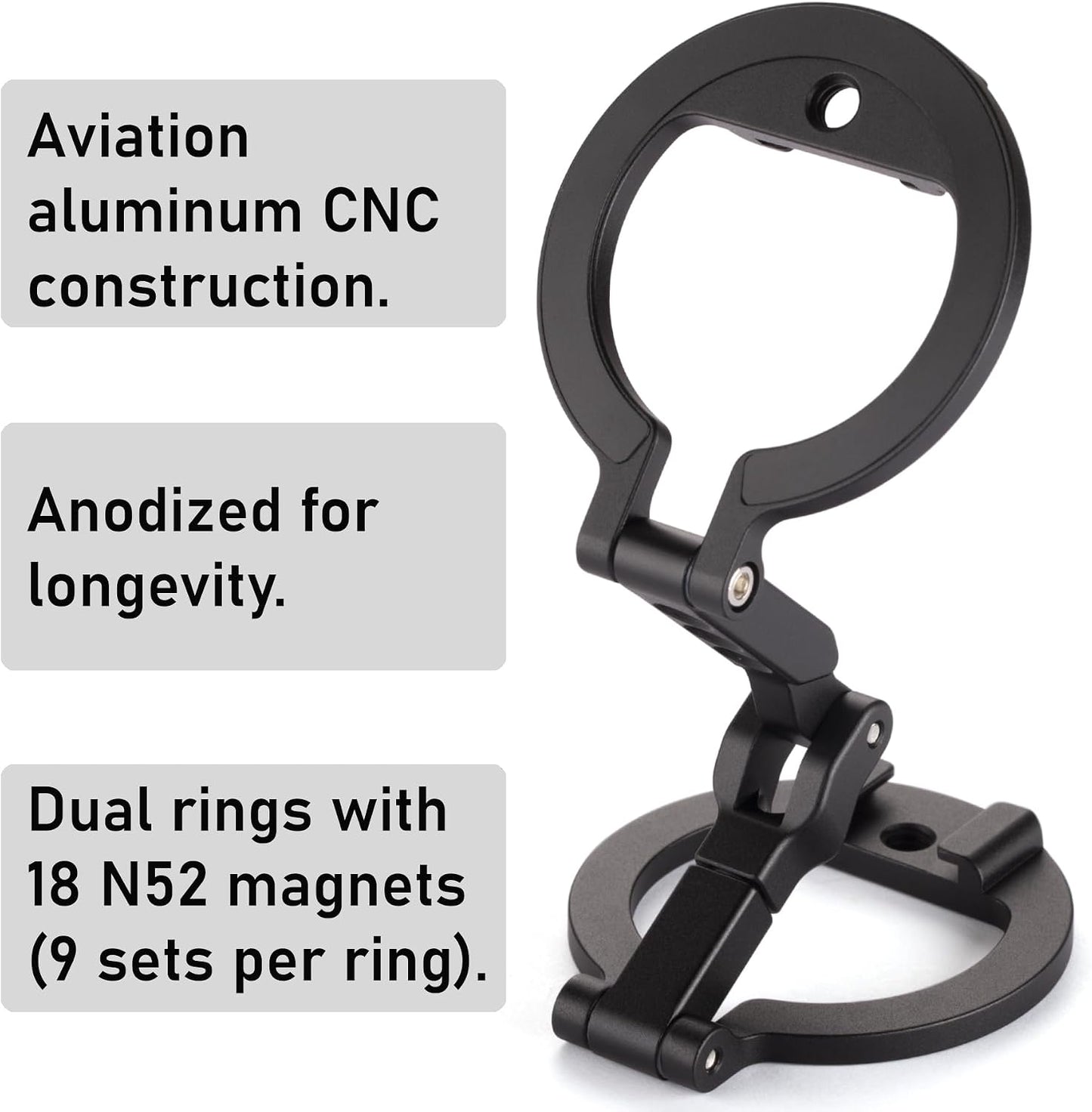Double Sided Magnetic MagSafe Phone Holder | 360° Adjustable Phone Stand with Cold Shoe & 1/4 Thread Screw, Metal-Attachable Mount for iPhone MagSafe Series, Ideal for Vlog, Selfie & Live Broadcast