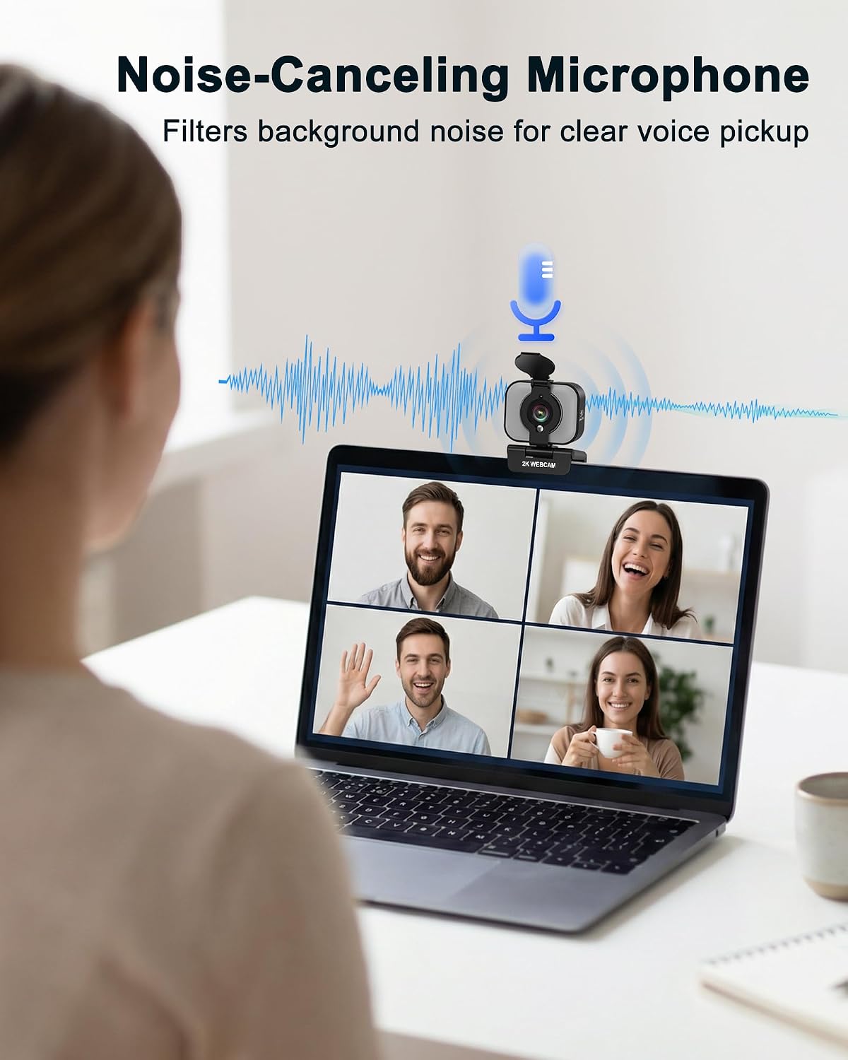 Atatat 2K Webcam for PC with Light, Microphone, Privacy Cover | Autofocus Web Camera for Desktop/Laptop/Monitor/Mac, Computer Camera for Zoom/Skype/Teams/Video Calling/Meeting