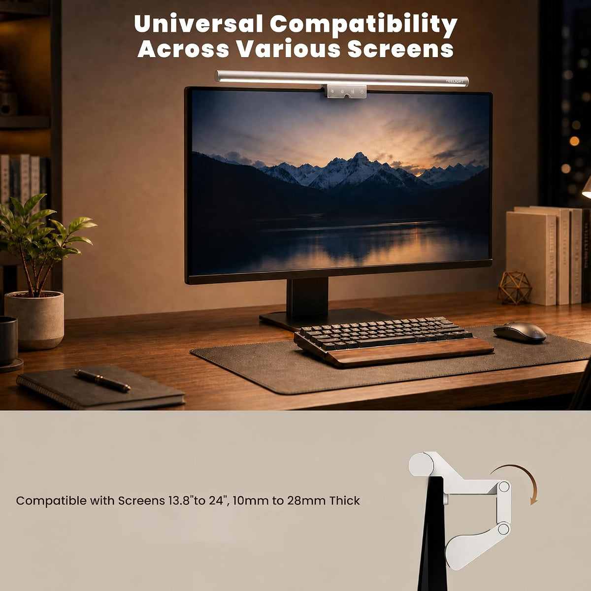 YEELIGHT Monitor Light Bar with Remote, Computer Monitor Lamp for Home Office Gaming, 250LM No Glare Eye-Care Screen Bar, Touch Control USB Desk Lamp with Stepless Dimming for Flat & Curved Monitor