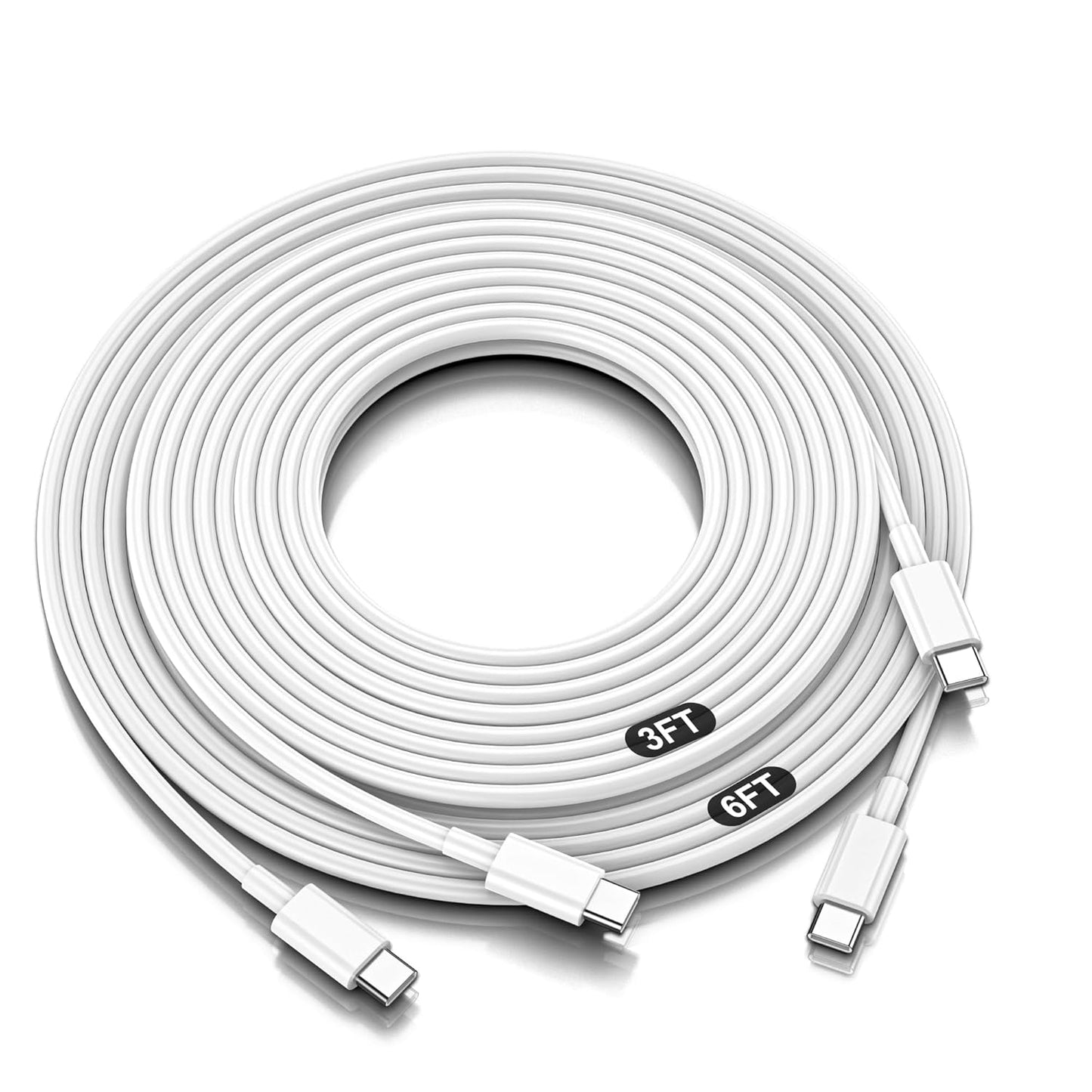 USB C to USB C Cable, 10FT Long USBC Cable for Apple, 3-Pack White | For Apple iPhone 17/16 Series, iPad Pro/Air and MacBook, USBC to USBC Cable, 60W Type C Fast Charging Cords