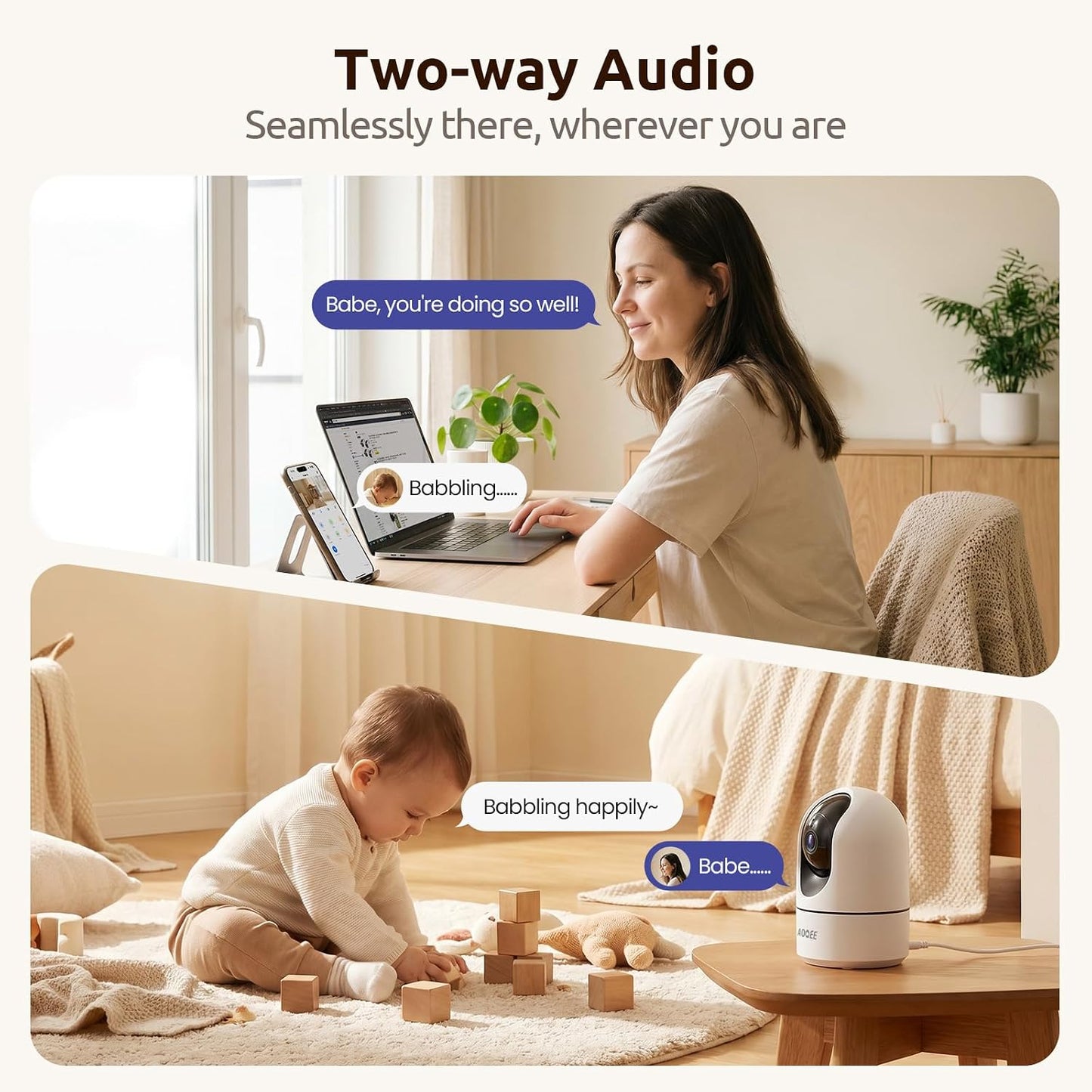 AOQEE 5G Indoor Camera-2K Pet Camera with Phone App, Dual-Band Wi-Fi Cameras for Home Security, 360° PTZ Auto-Tracking to Monitor Dog/Cat/Puppy, Motion Alert, 24/7 TF Card Storage, Plug-in, G5 2pack