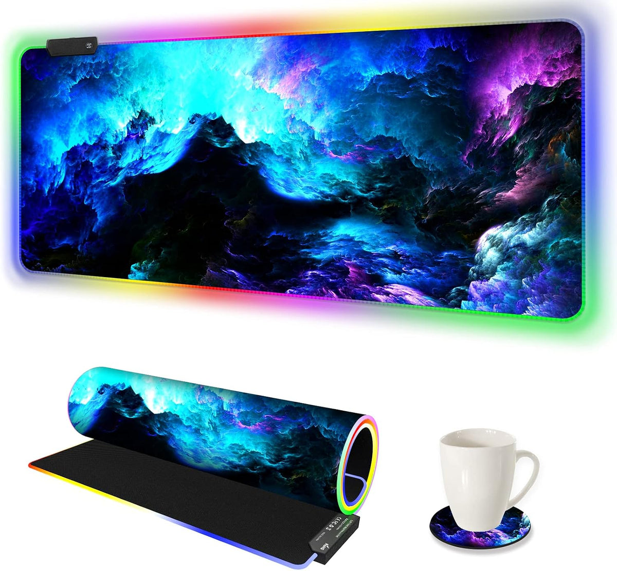 ARTSO Extra Large RGB Gaming Mouse Pad with 14 Light Modes, Extended Soft LED Mousepad, Anti-Slip Rubber Base, Computer Keyboard Mat (35.4 x15.7 Inch), Mysterious Tree