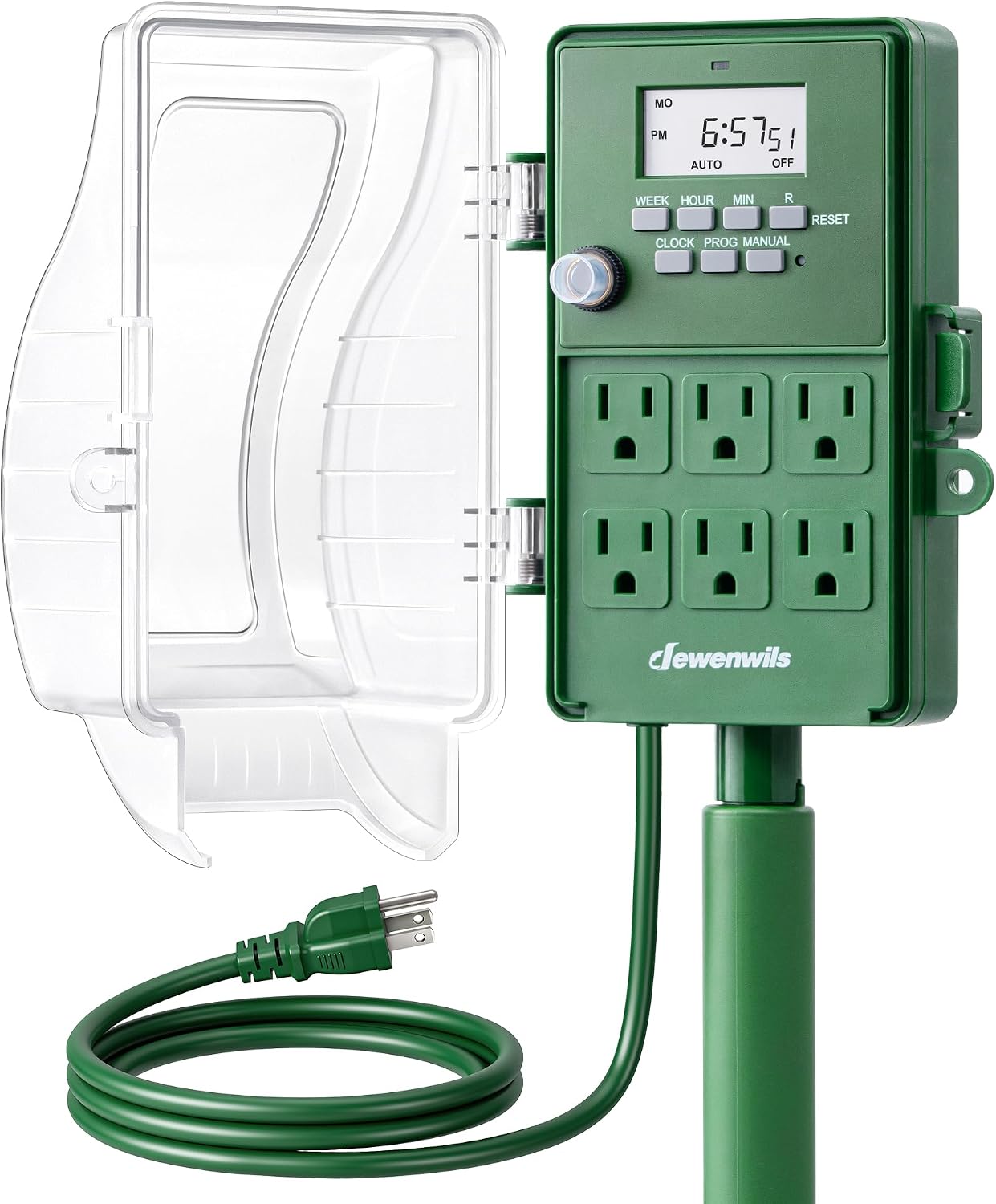 DEWENWILS WiFi Smart Yard Stake Plug with 6 Outlets, Voice Control, Waterproof Power Stake Timer with 6Ft Cord, Alexa&Google Assistant Compatible, 1875W/15A, for Outdoor Decoration Lights