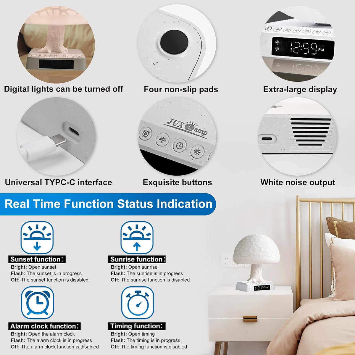 PLA 3D Printed Cover for Sunrise Alarm Clock Wake Up Light