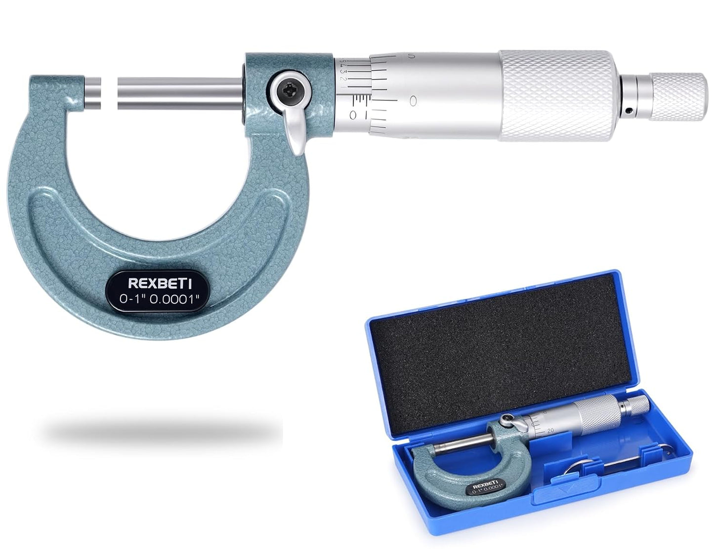 REXBETI Outside Micrometer, Ultra-Precision Carbide Tipped Measuring Tool | Digital Micrometer, Professional Inch/Metric, 0.00005"/0.001 mm Resolution Thickness Gauge, Protective Case, Extra Battery