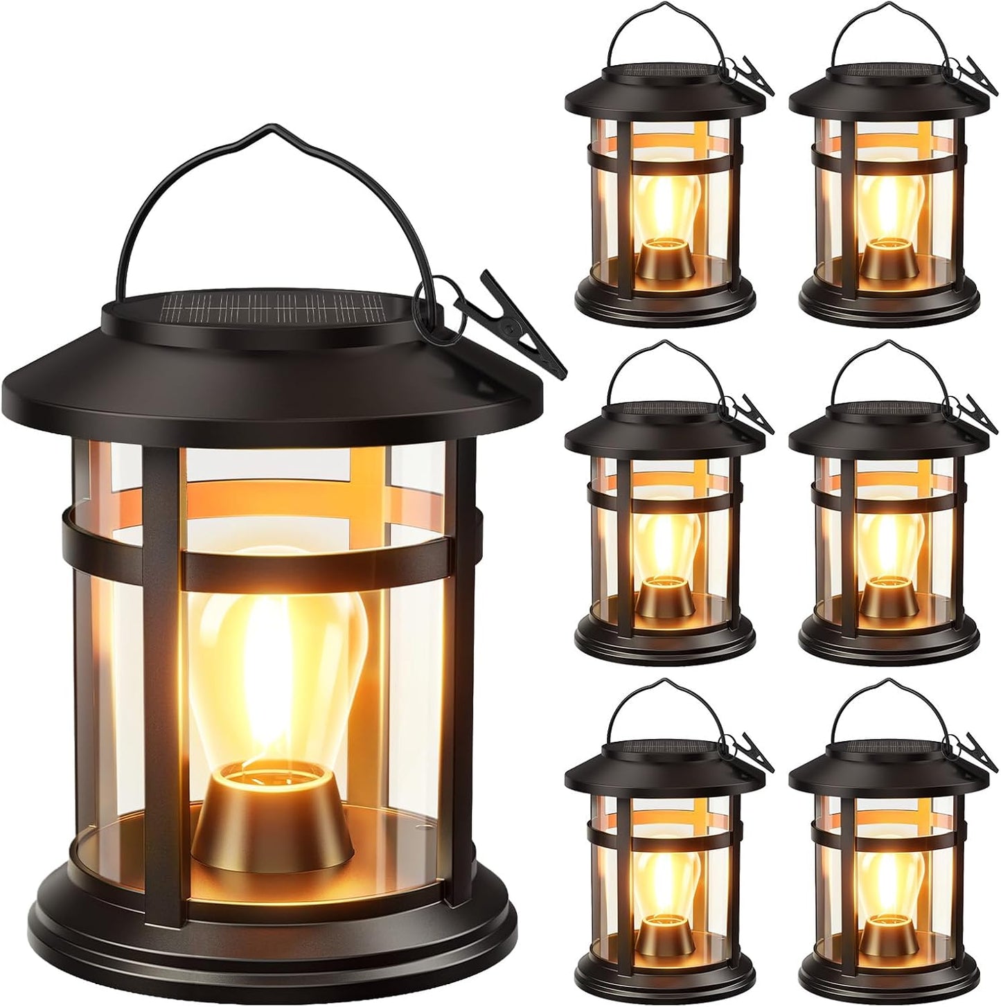 Solar Lantern Outdoor Waterproof, 2 Pack Bright Hanging Solar Lights for Outside Decorative, Upgraded Solar Powered Lanterns LED Lighting for Garden Patio Porch Decor Gifts (Warm Light)