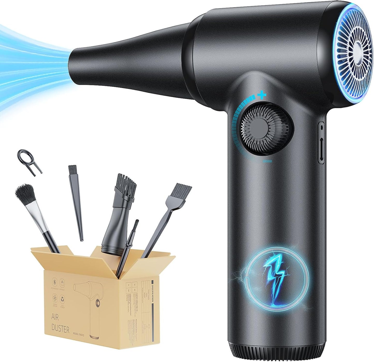 DOROBEEN Compressed Air Duster, Cordless Handheld Air Blower, Stepless Speed, 41000RPM, Portable Rechargeable Built-in Battery, Electric Air Duster for Computer Keyboard Electronics Cleaning