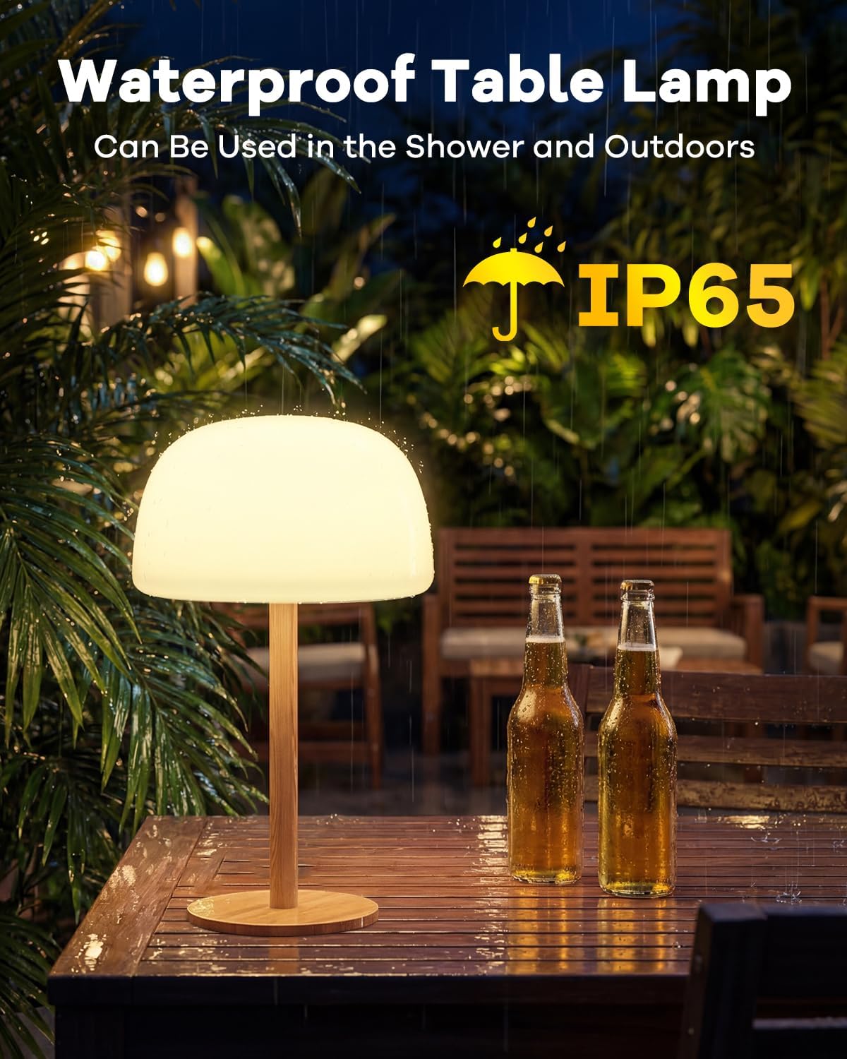 Waterproof Shower Lamp Cordless Lamp - 7500mAh Rechargeable Table Lamp, Bathroom Lamp, RGB 15 Colors & 3 Color Temperature Touch Dimmable, Shower Light for Inside Shower, Bathtub, Bedroom,1PC