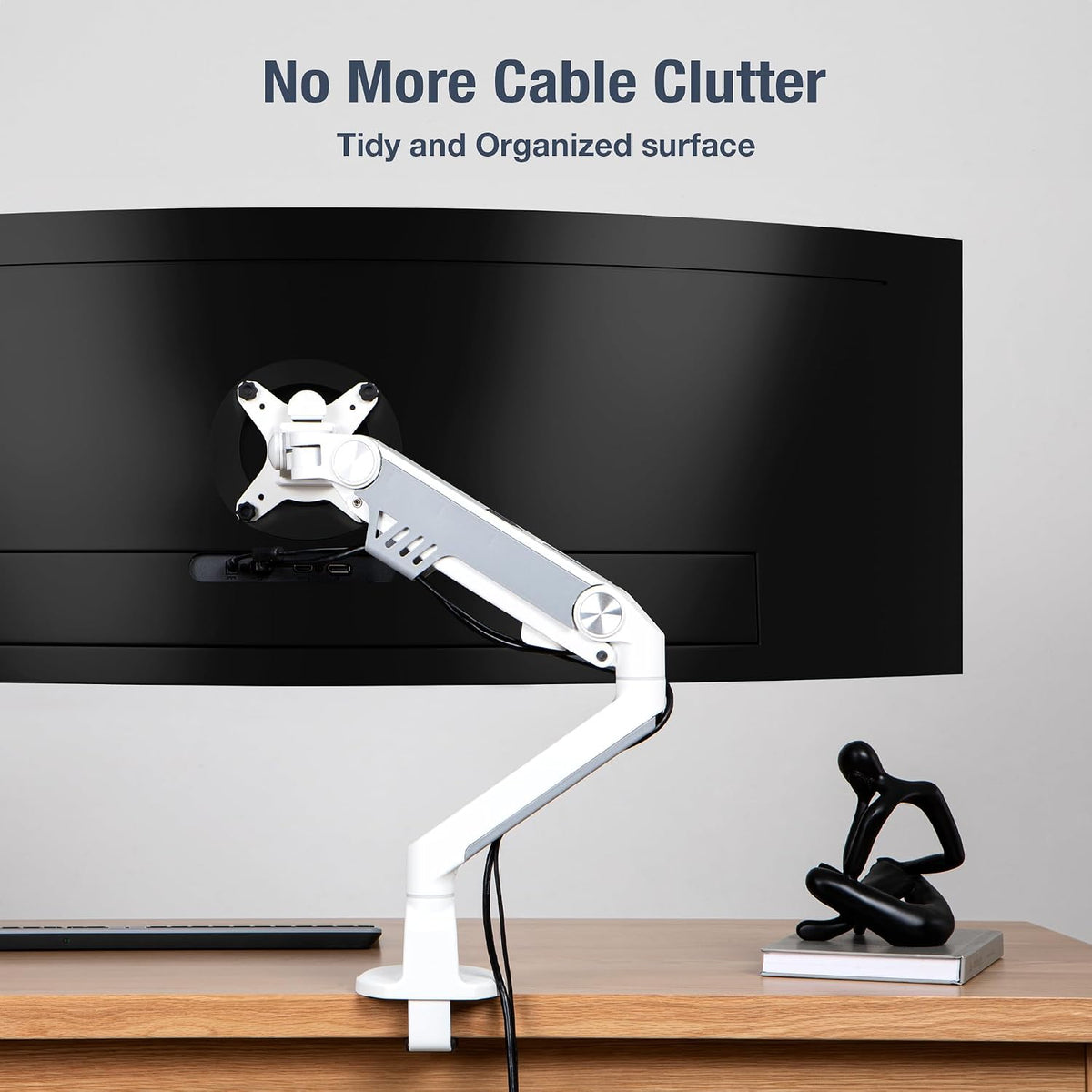 AVLT Single 13"-38" Monitor Arm Desk Mount - White
